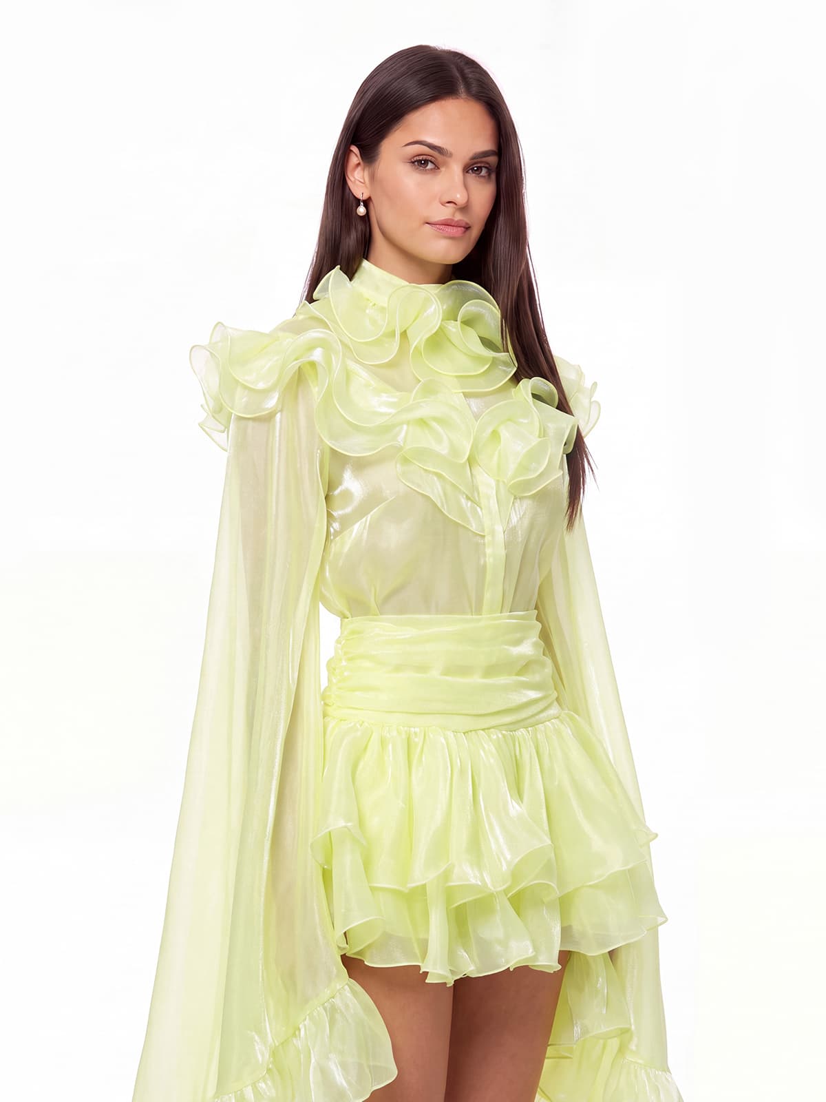 Grimwin Bell Sleeve Ruffle Skirt Set