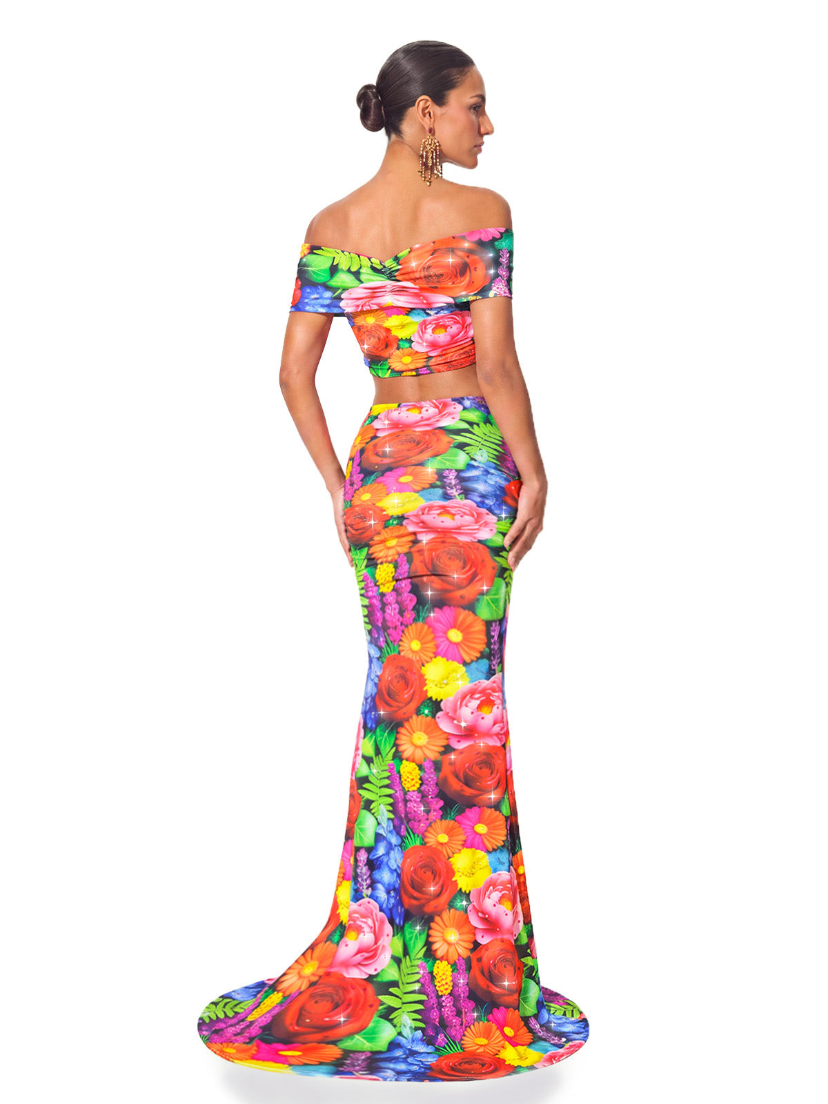 Halvior Off Shoulder Floral Skirt Set