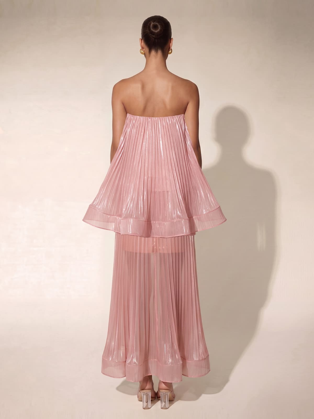 Hirenzo Strapless Pleated Skirt Set