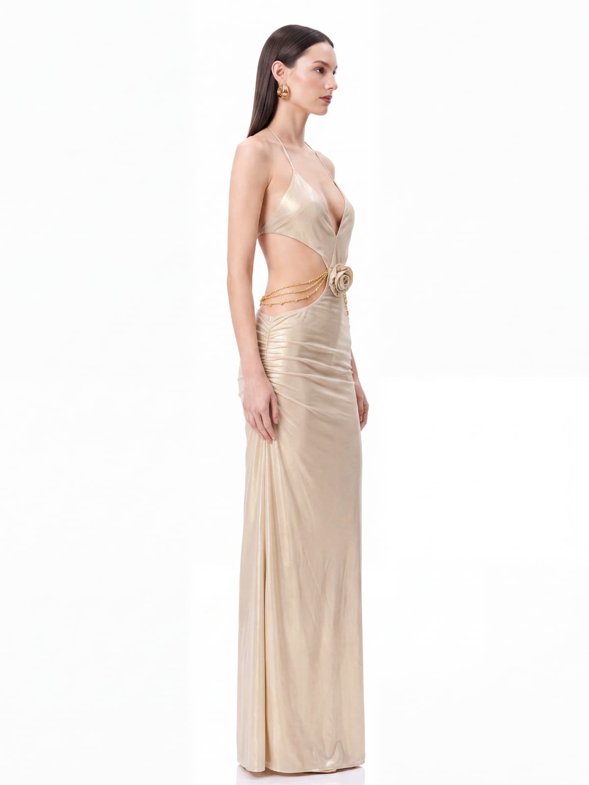 Hydronix Backless Cutout Chain Maxi Dress
