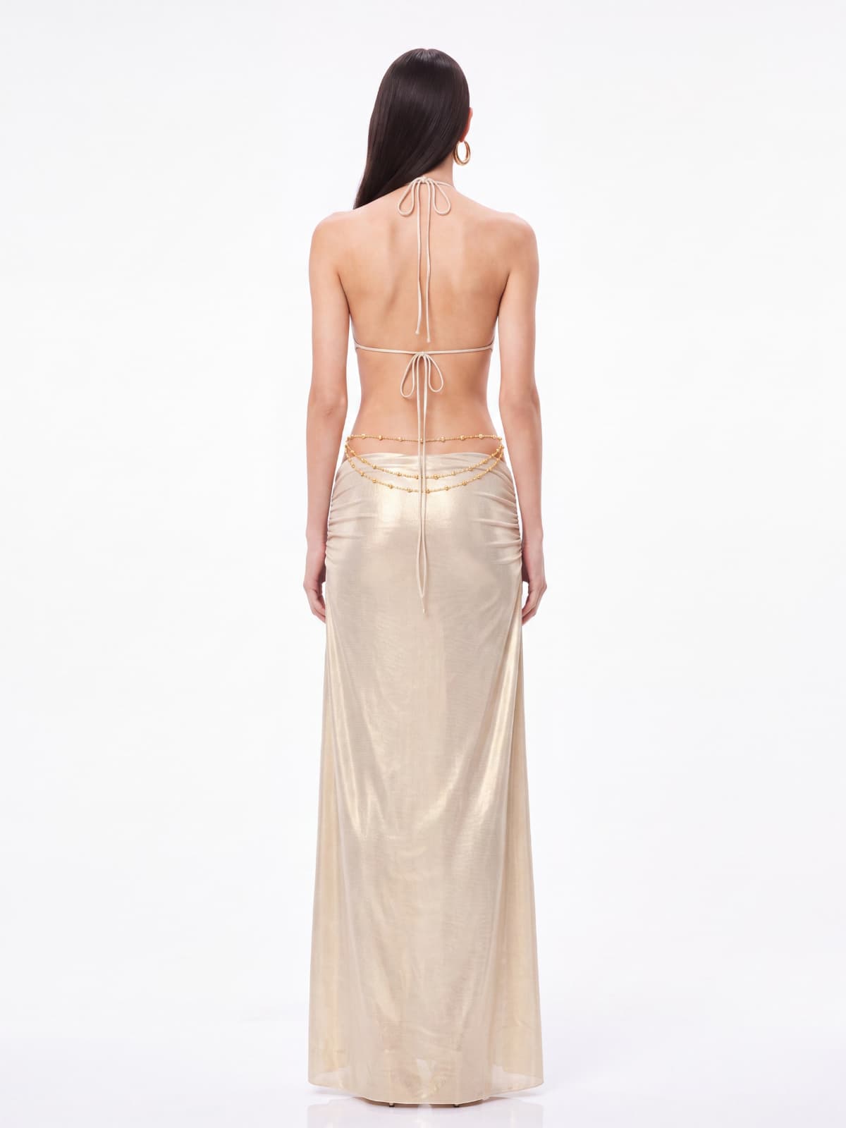 Hydronix Backless Cutout Chain Maxi Dress