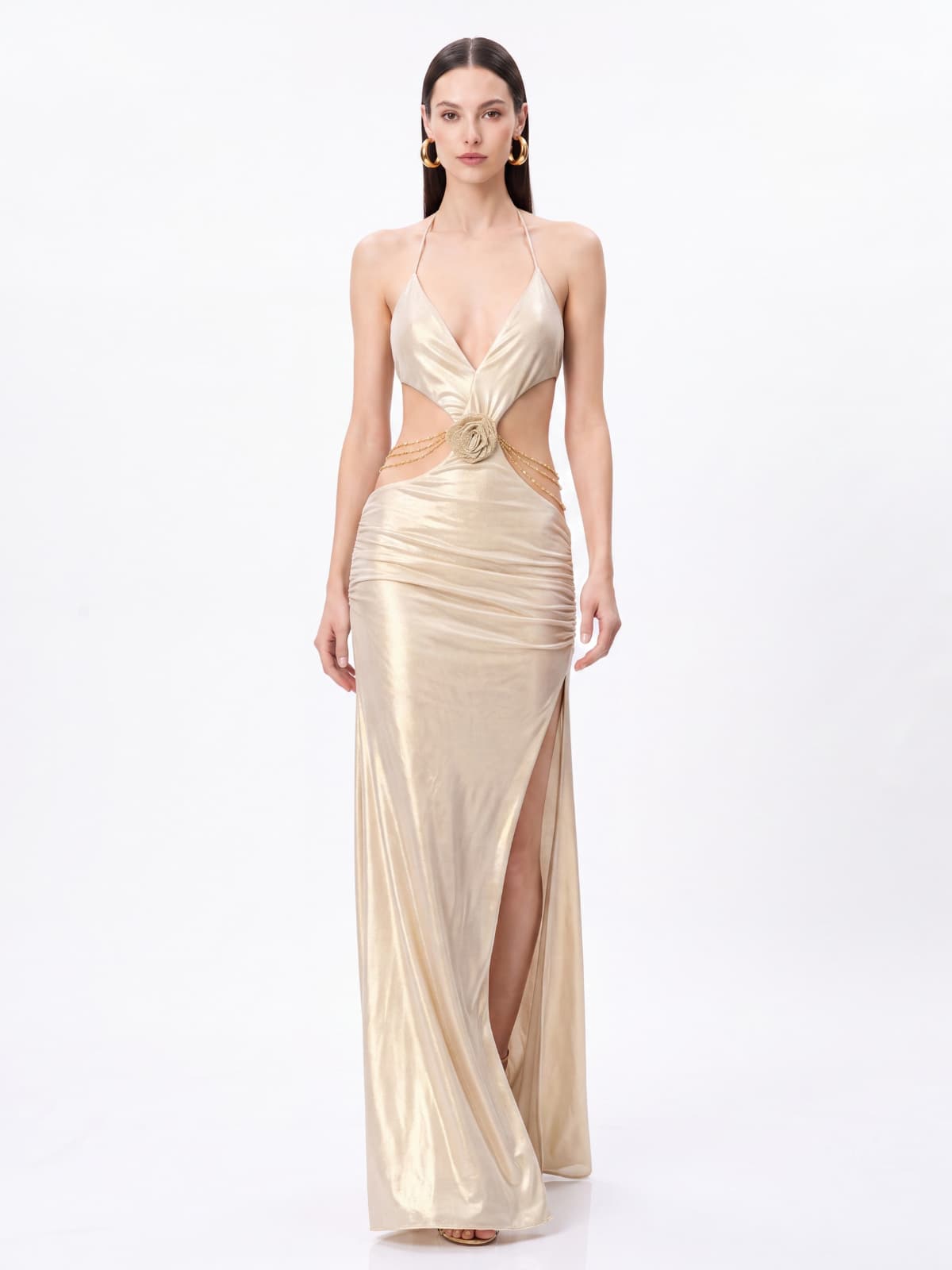 Hydronix Backless Cutout Chain Maxi Dress