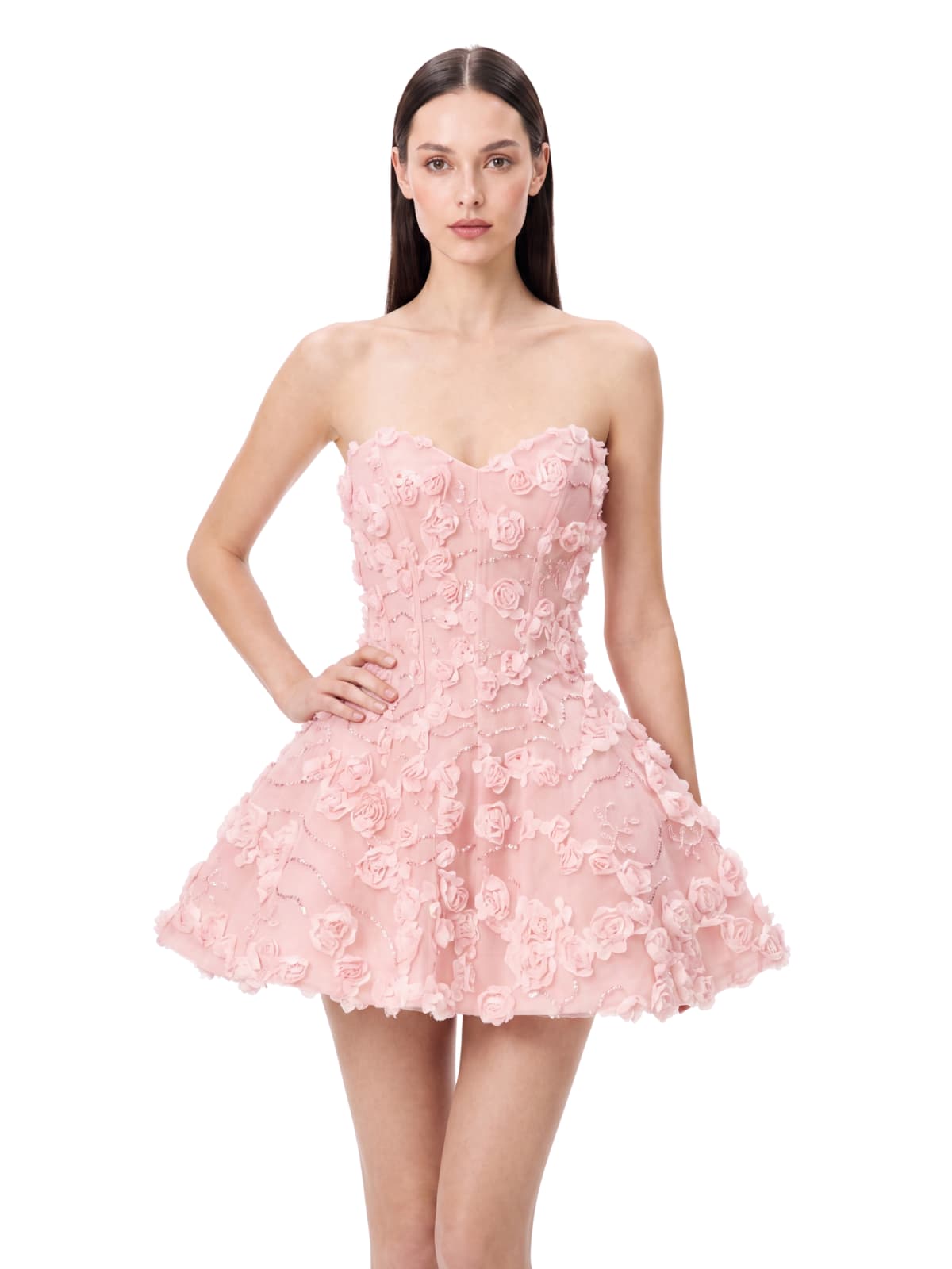 Ilvera Strapless Flower Sequin Mini Dress