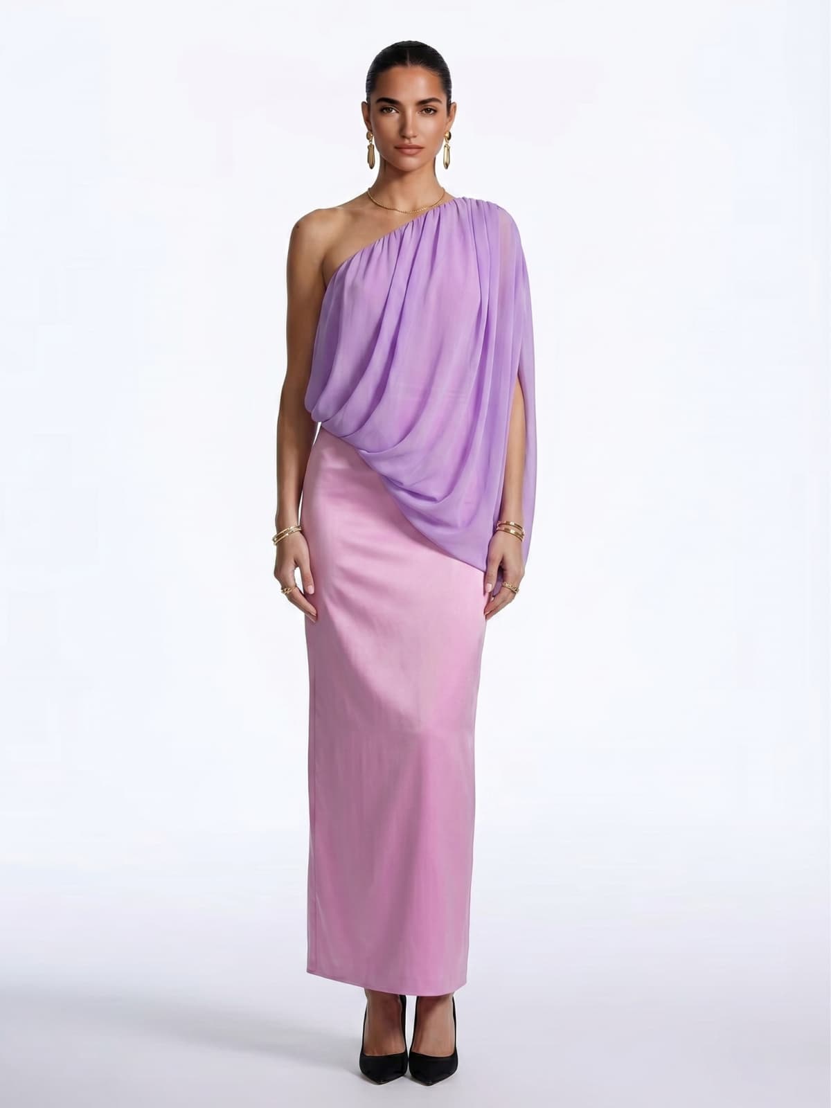 Ivaren One Shoulder Ruched Maxi Dress