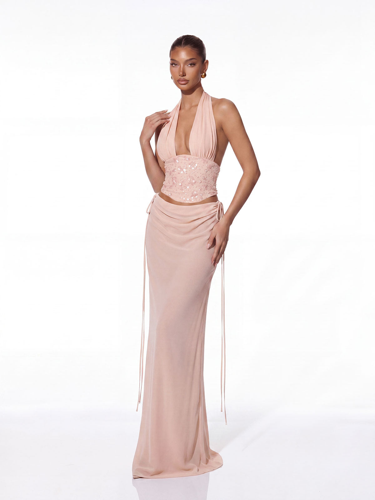 Iverik Halterneck Sequin Skirt Set