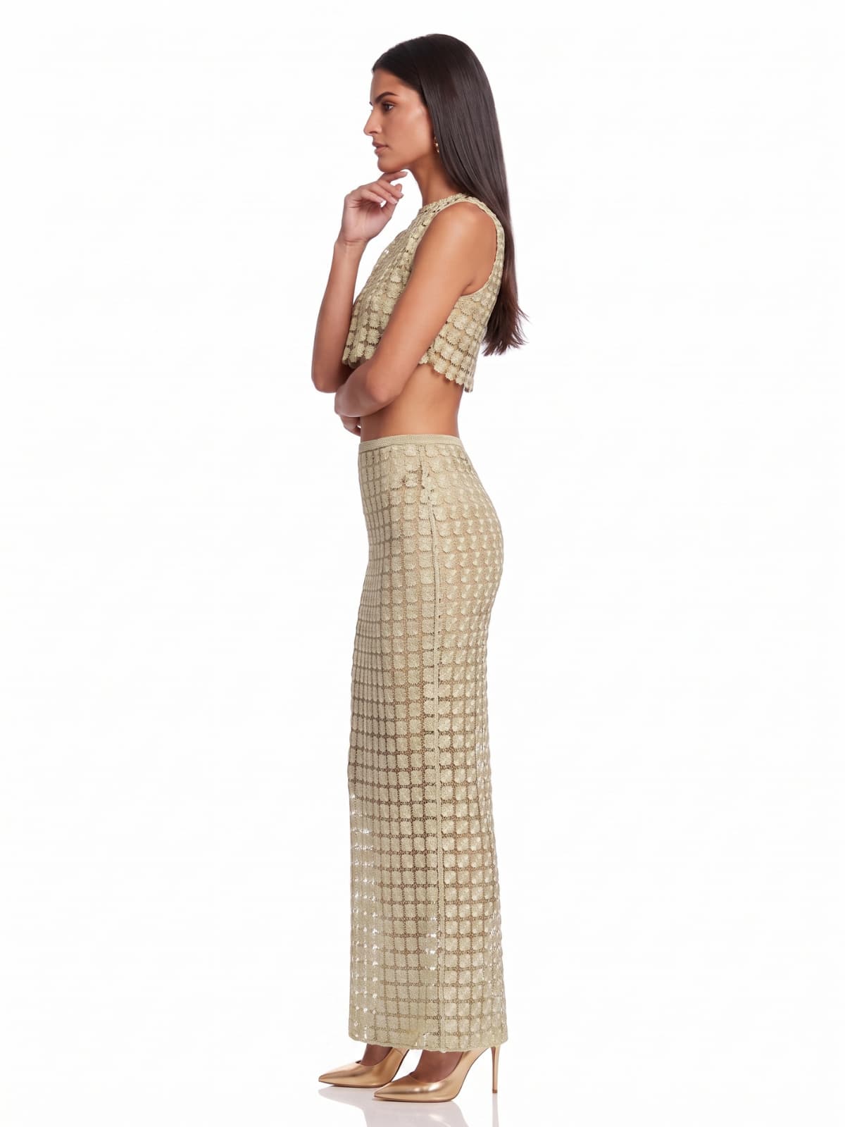 Iverox Sleeveless Plaid Skirt Set