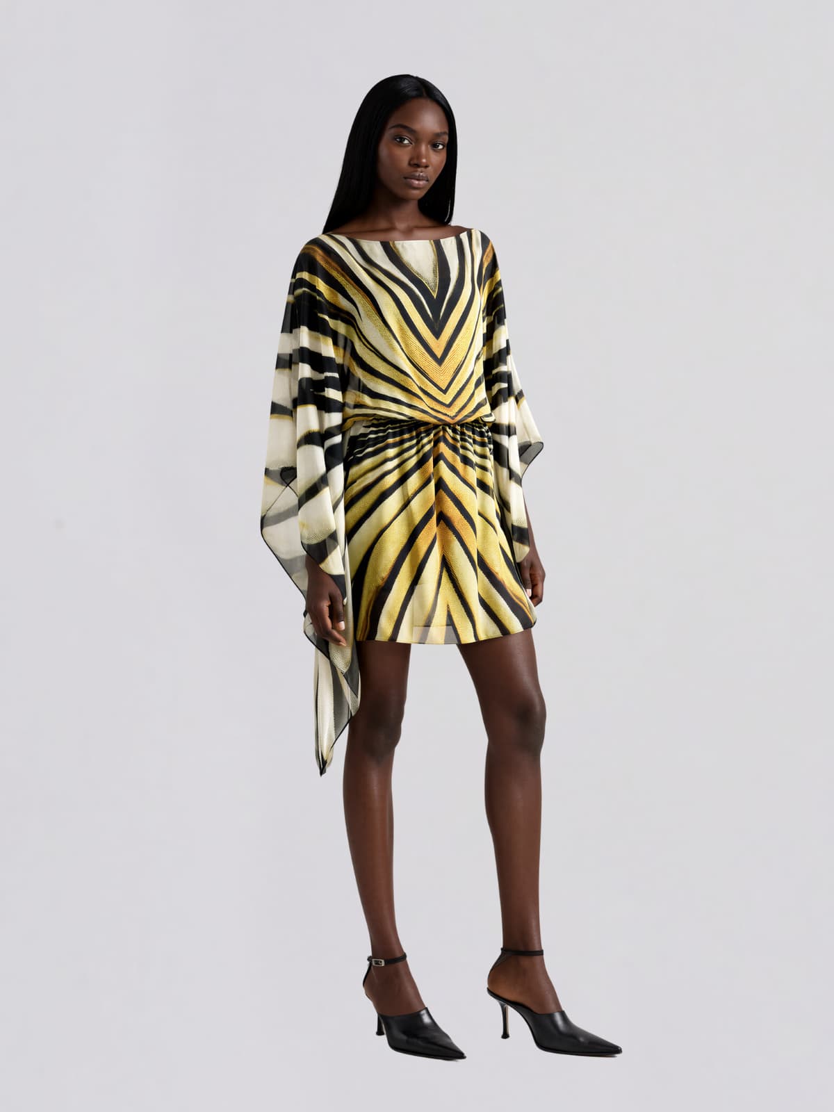 Jaleno Bat Sleeve Stripe Mini Dress