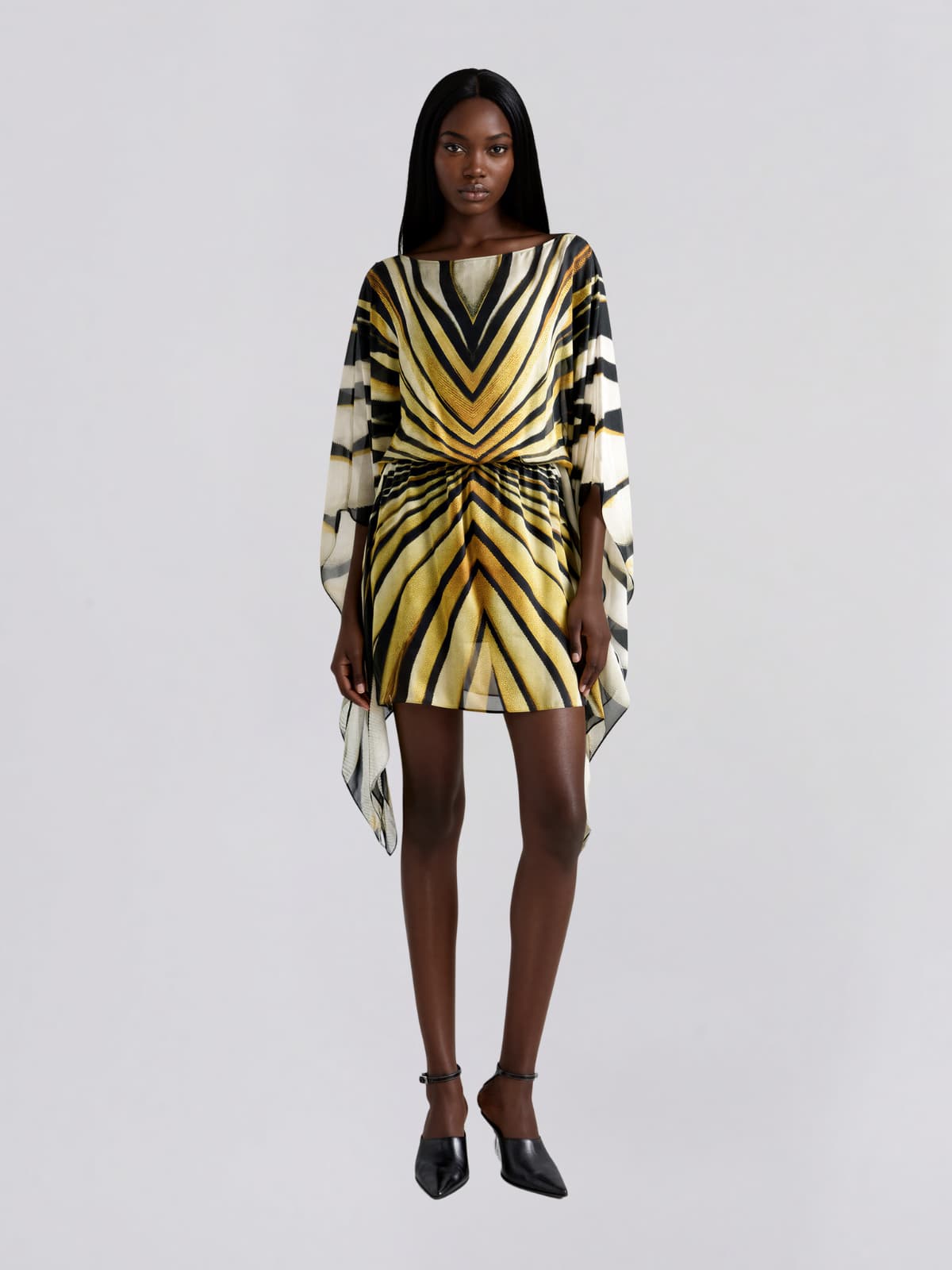 Jaleno Bat Sleeve Stripe Mini Dress