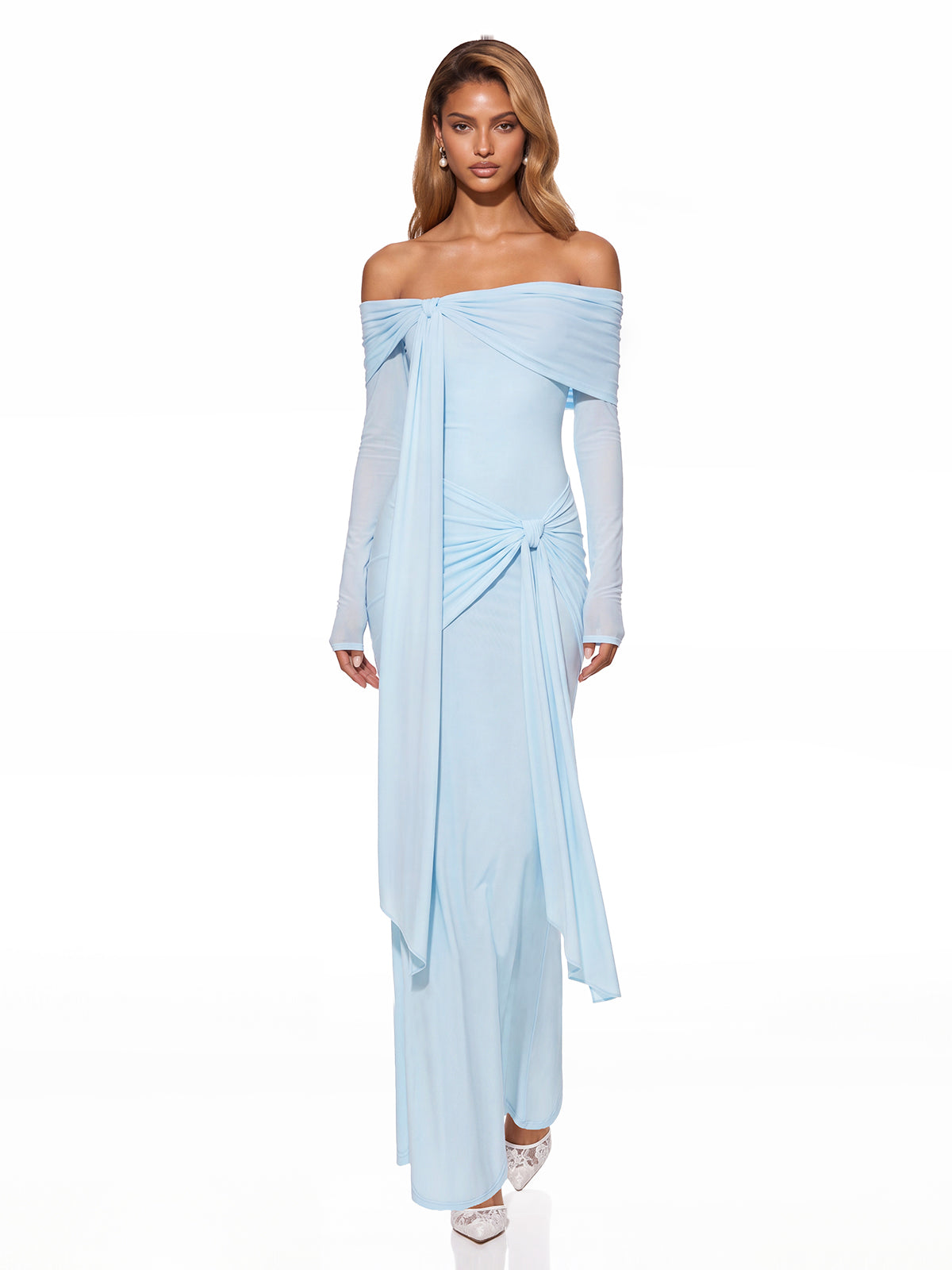 Jalenor Off Shoulder Twisted Maxi Dress