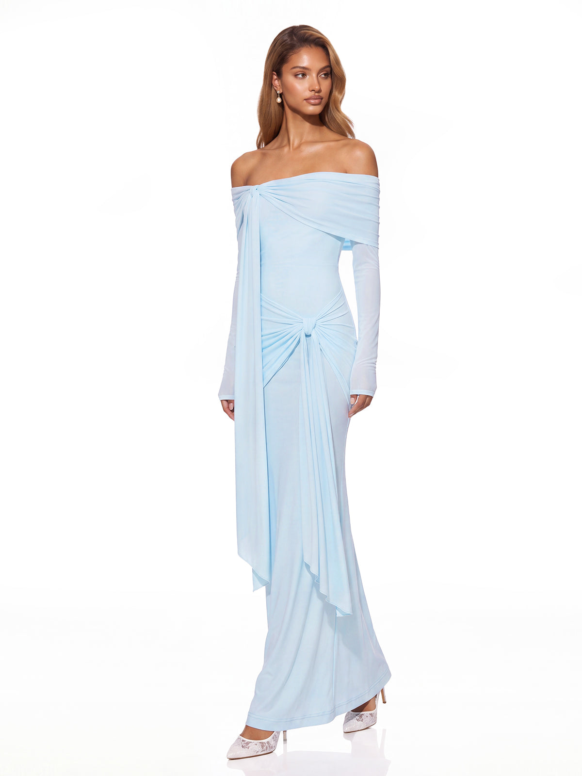 Jalenor Off Shoulder Twisted Maxi Dress