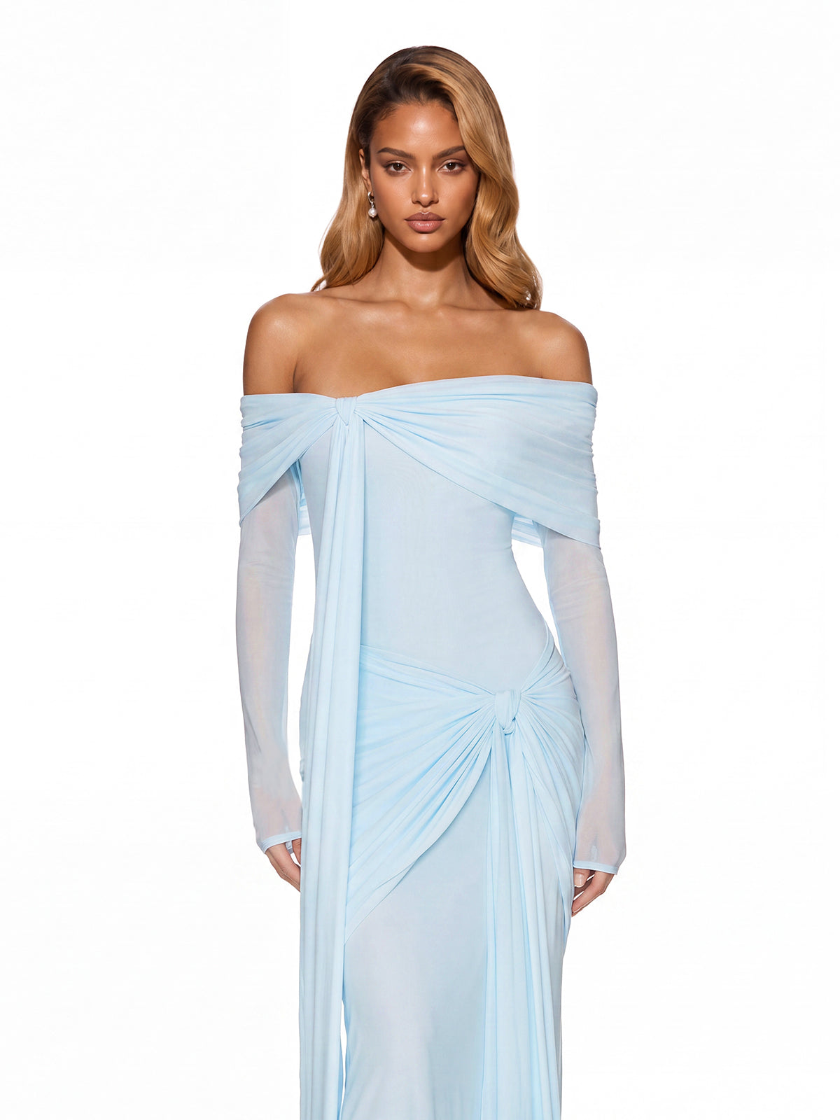 Jalenor Off Shoulder Twisted Maxi Dress
