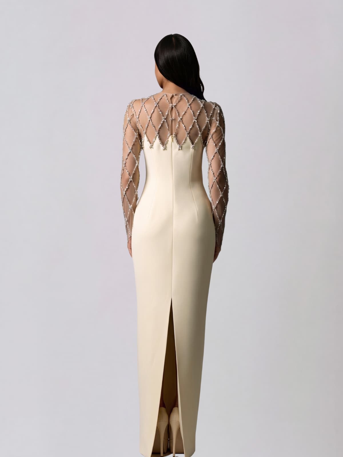 Jervan Crystal Mesh Maxi Dress