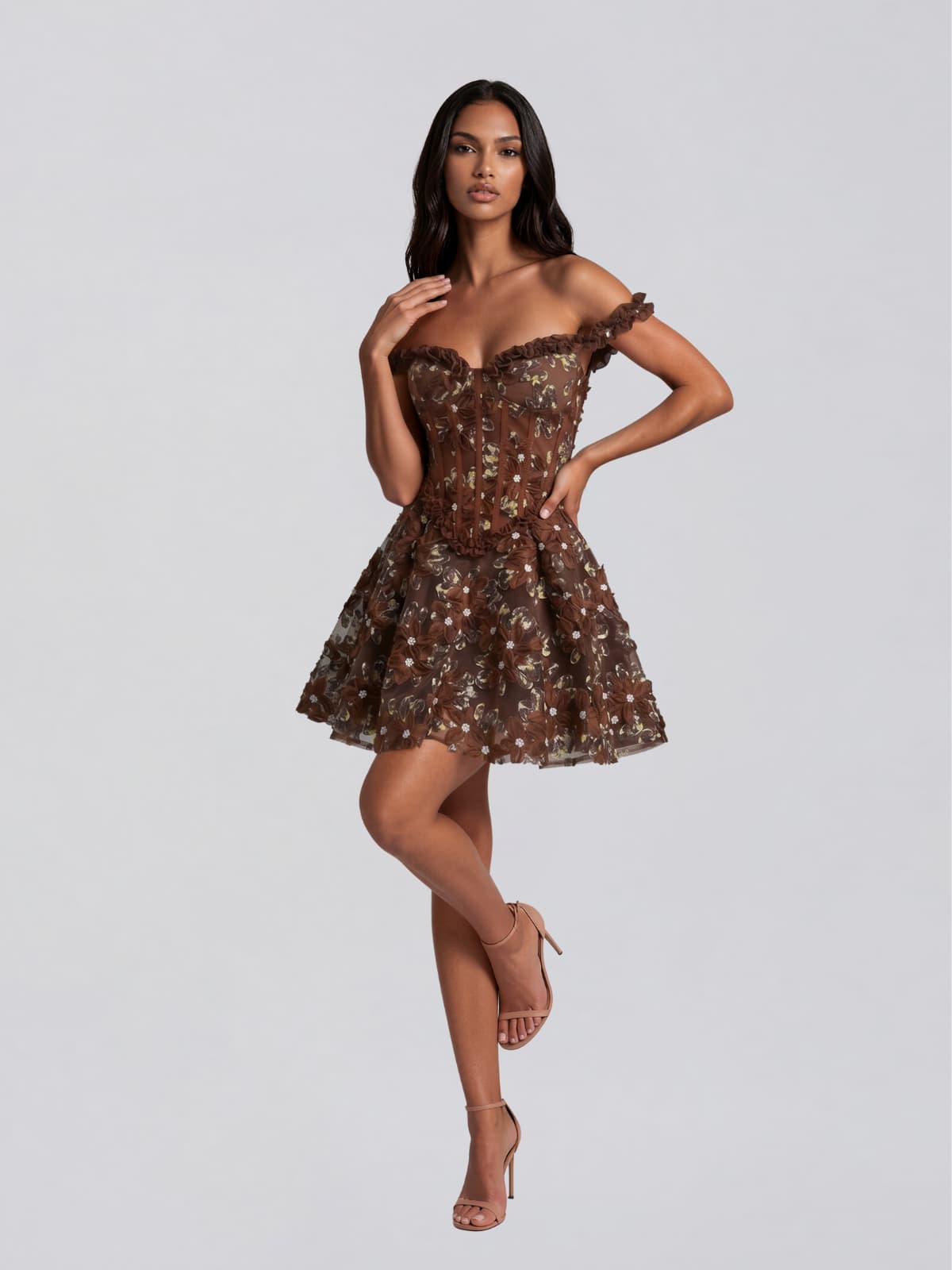 Jyvric Off Shoulder Flower Mini Dress