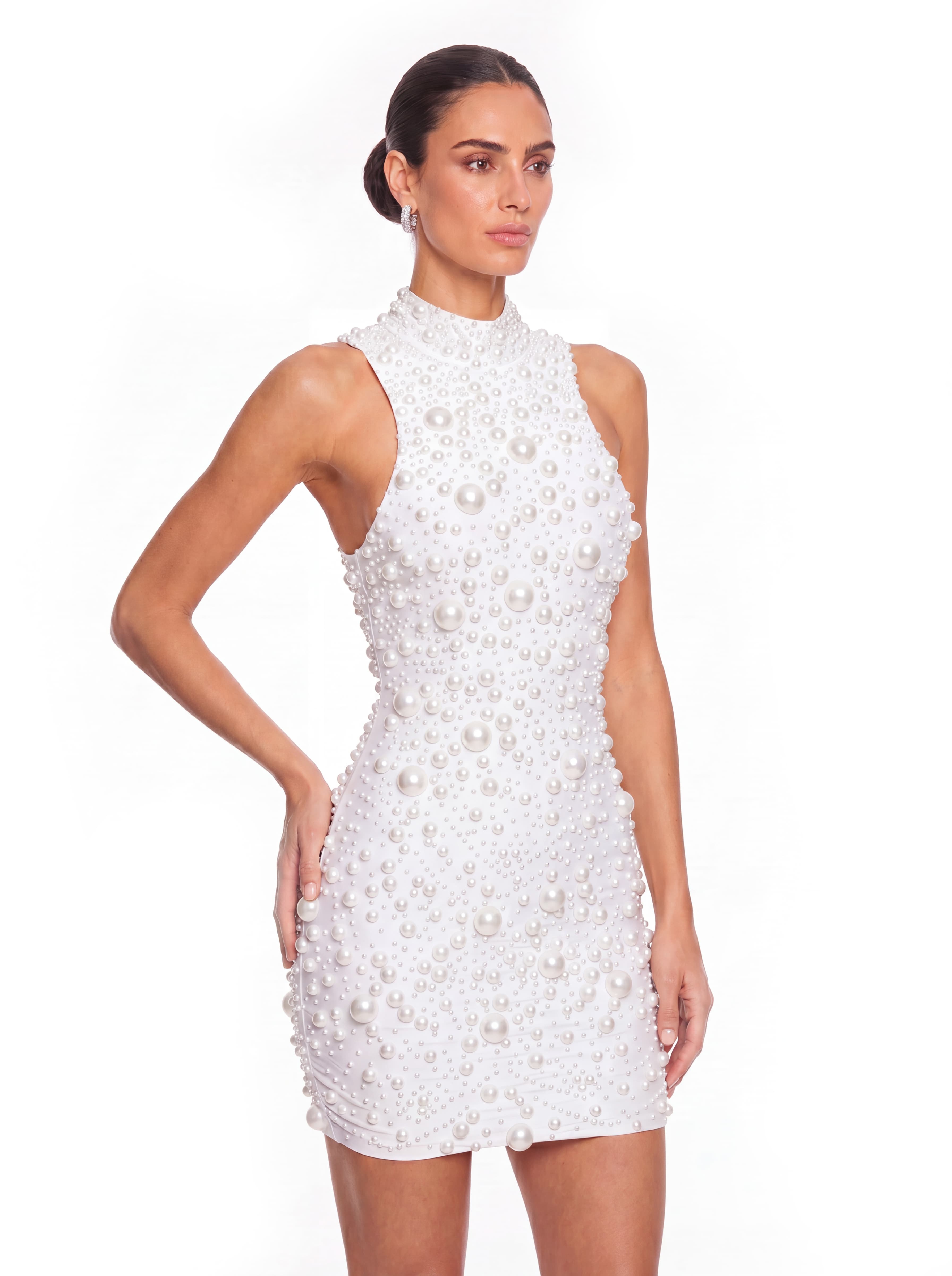 Kalynt Sleeveless Pearl Mini Dress