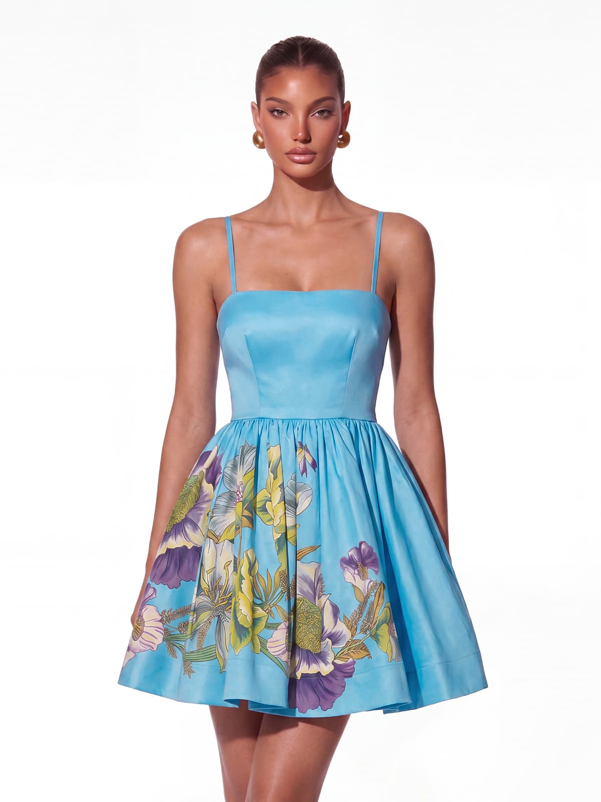 Kelora Spaghetti Floral Mini Dress In Blue
