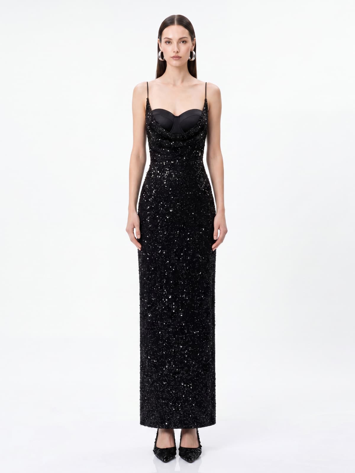 Kirell Spaghetti Sequin Maxi Dress