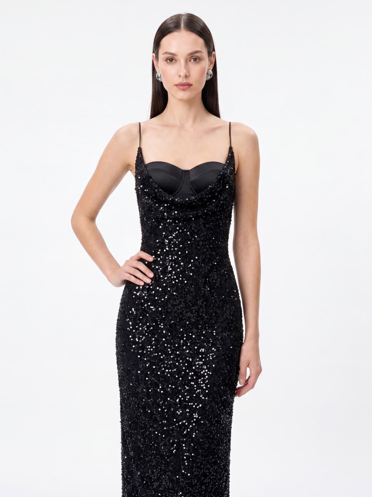 Kirell Spaghetti Sequin Maxi Dress