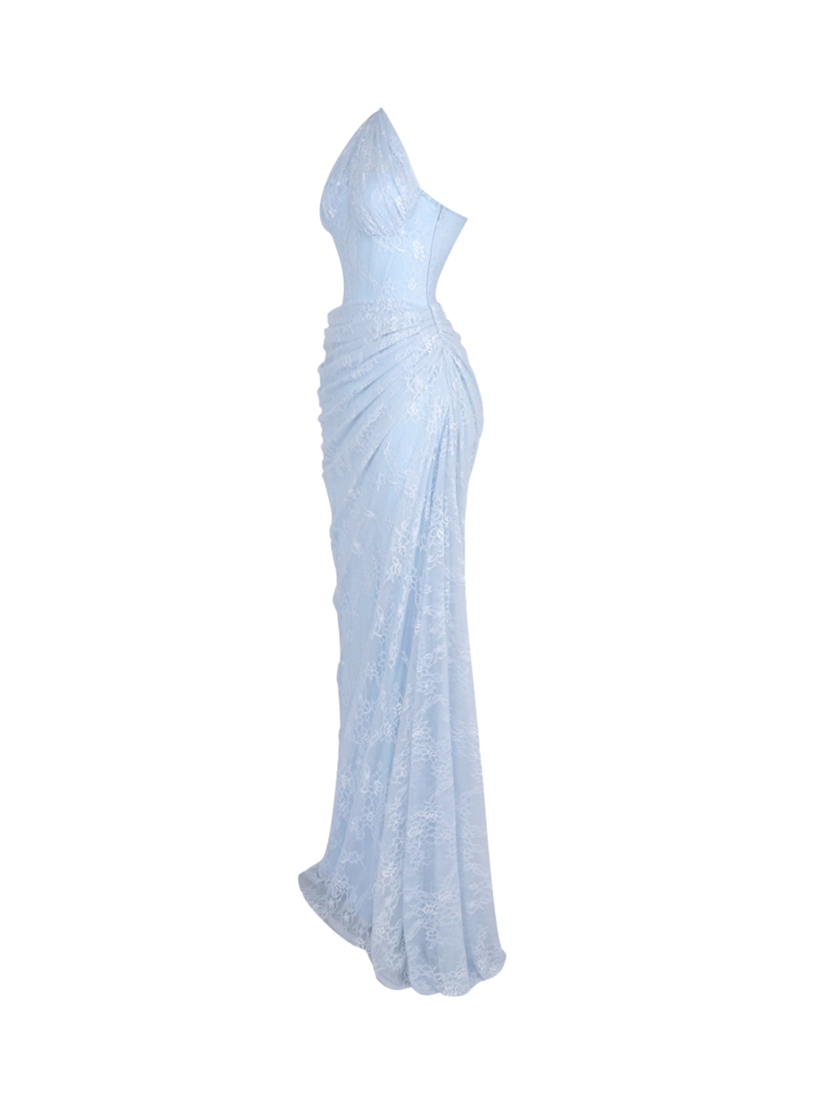 Lenric One Shoulder Ruched Lace Maxi Dress