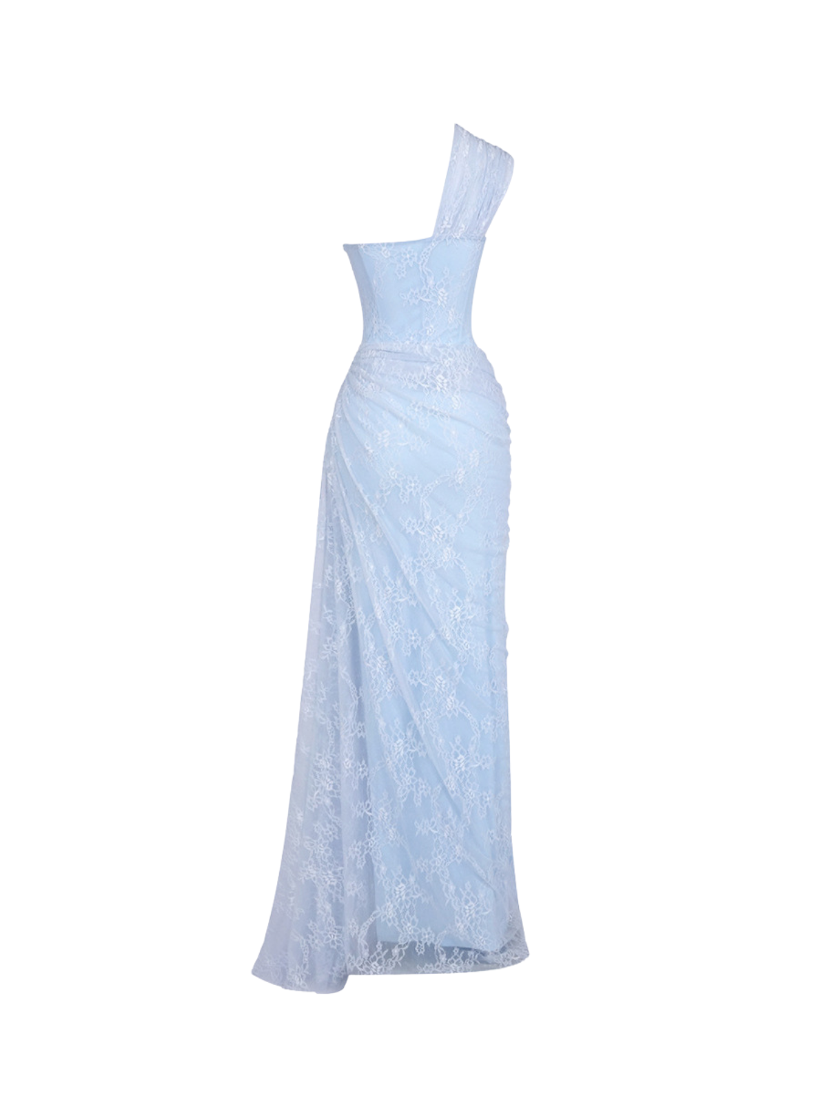 Lenric One Shoulder Ruched Lace Maxi Dress