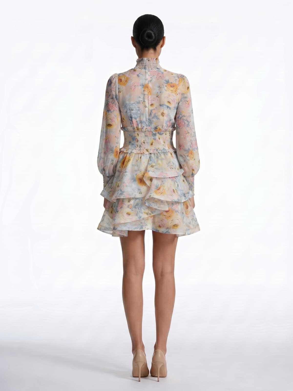 Livora High Neck Floral Ruffle Mini Dress
