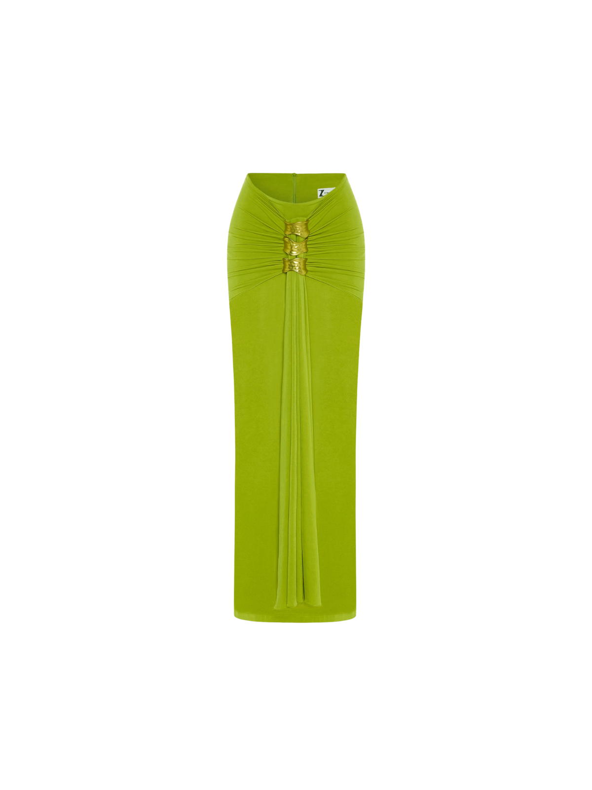 Lorven Ruched Skirt Set In Chartreuse