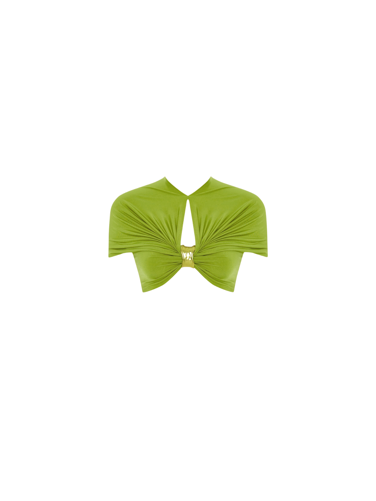 Lorven Ruched Skirt Set In Chartreuse