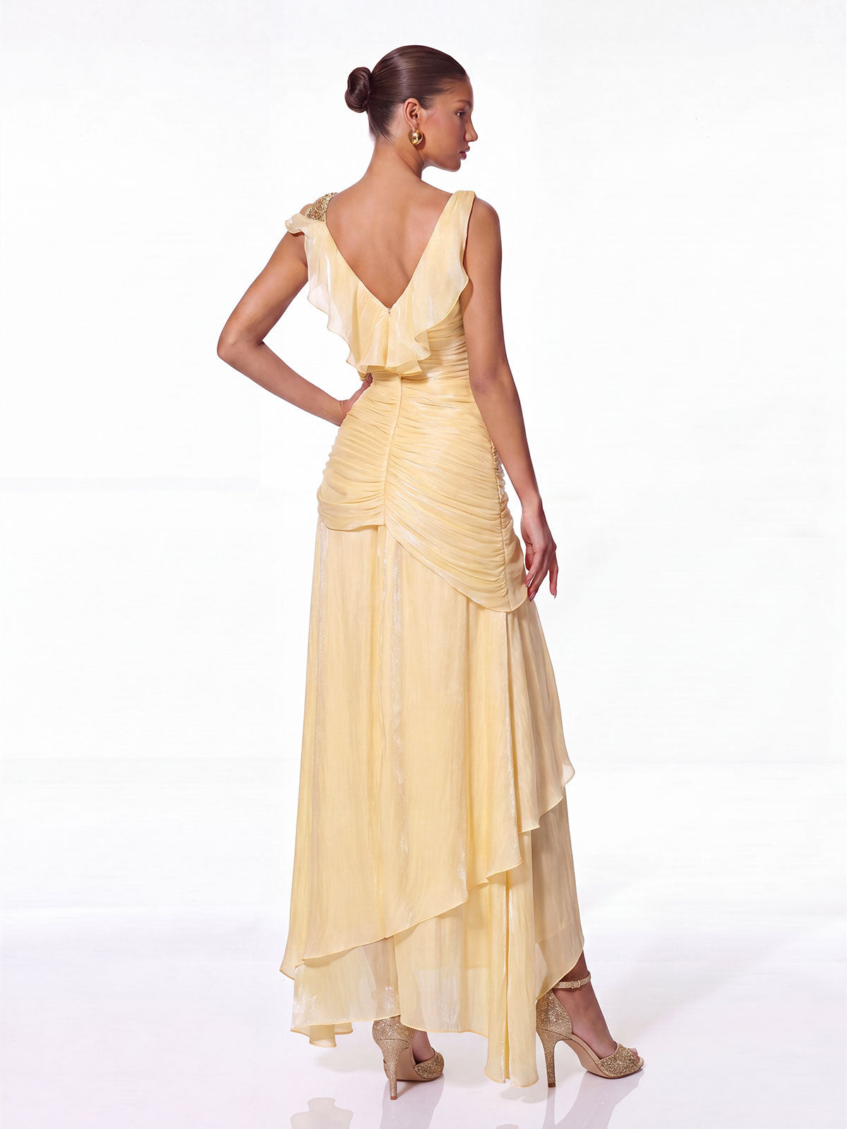 Lurevin Sequin Ruffle Maxi Dress