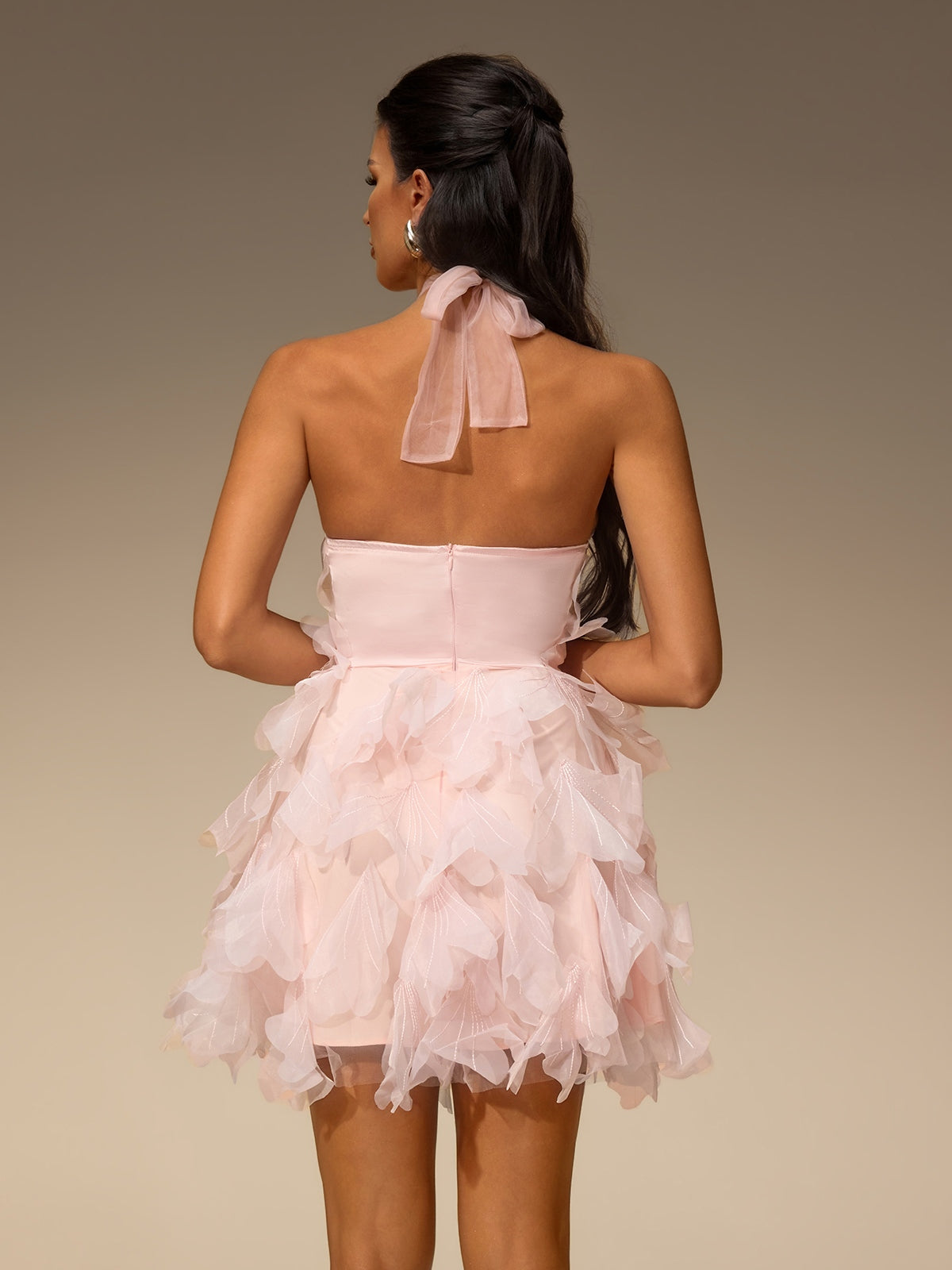 Lurexo Halterneck Petal Mini Dress