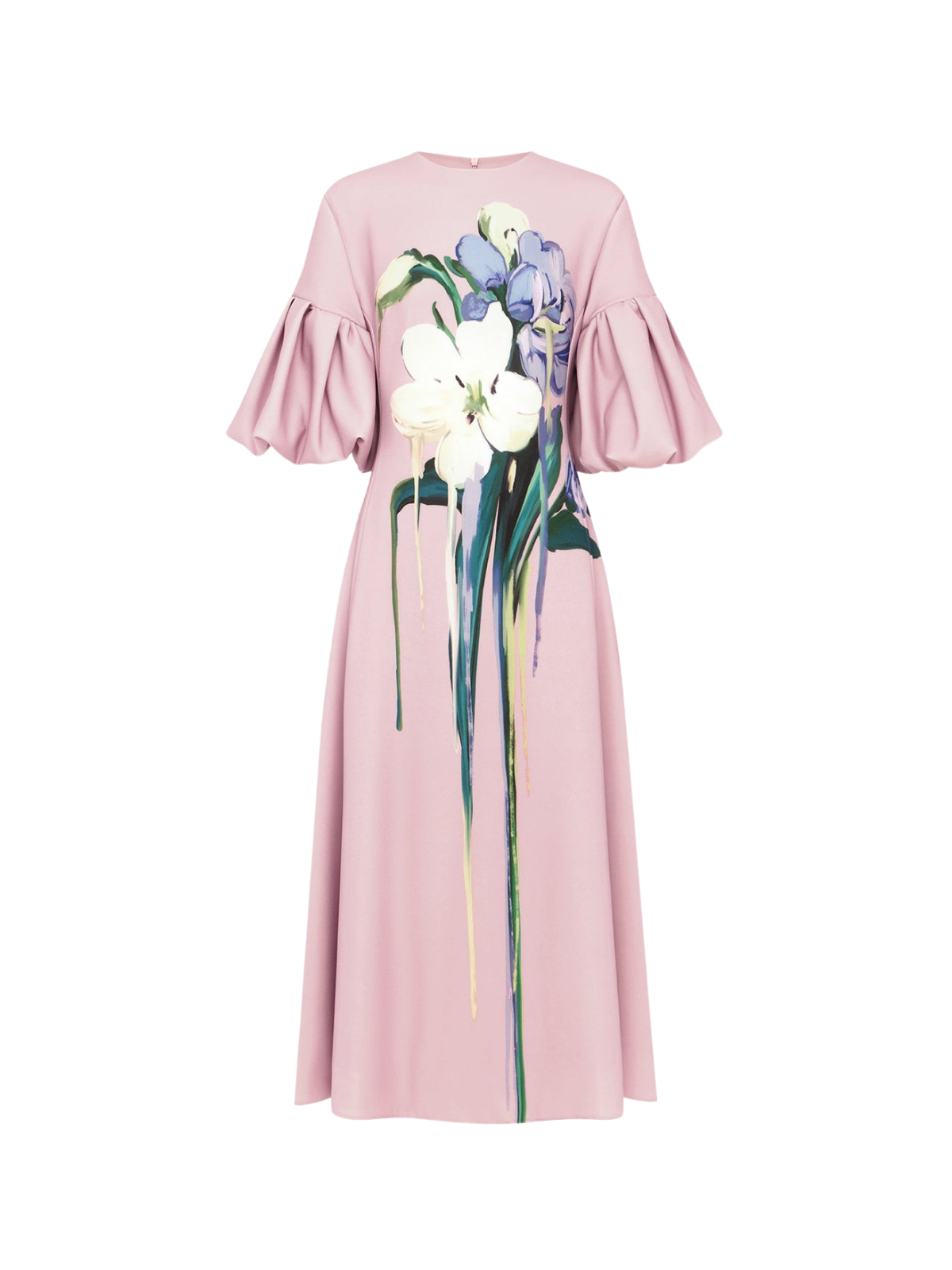 Luvric Puff Sleeve Floral Midi Dress