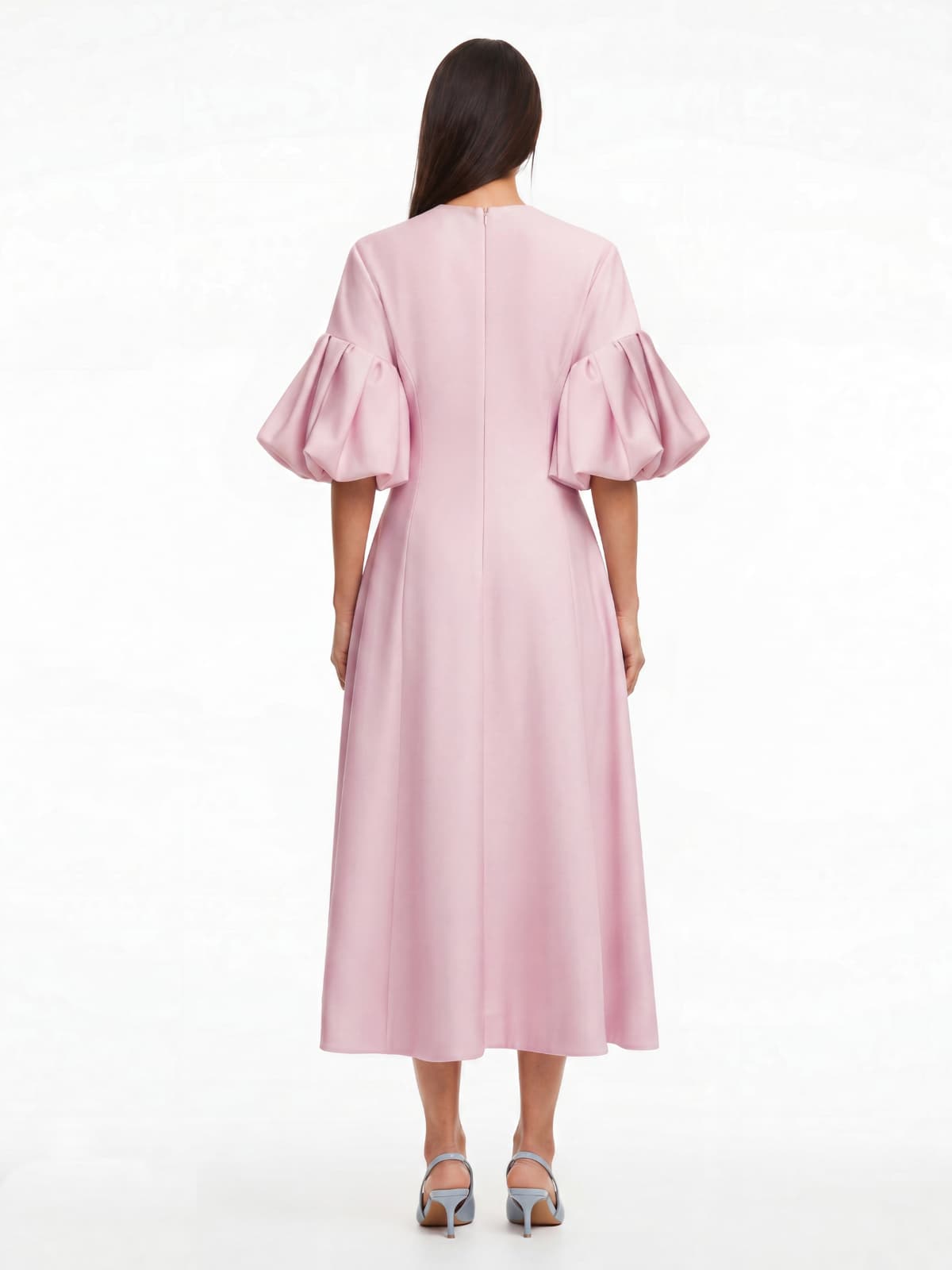 Luvric Puff Sleeve Floral Midi Dress