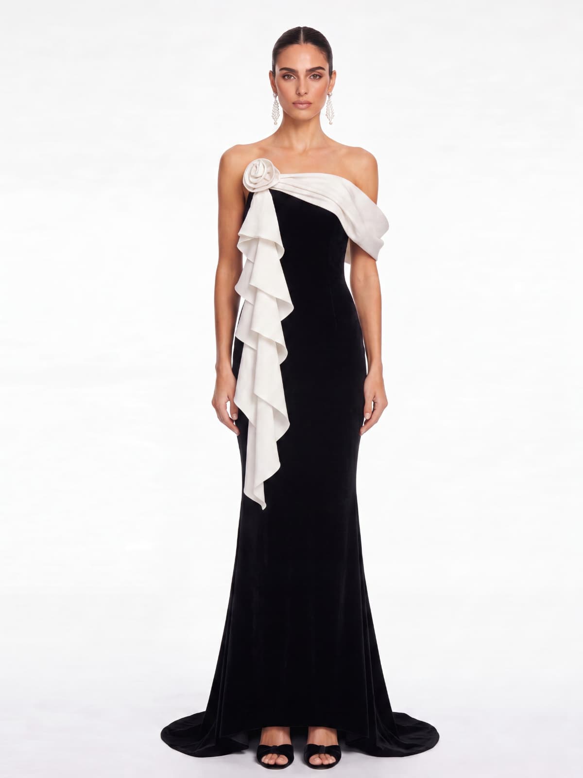 Malven Flower Lace Up Mermaid Maxi Dress