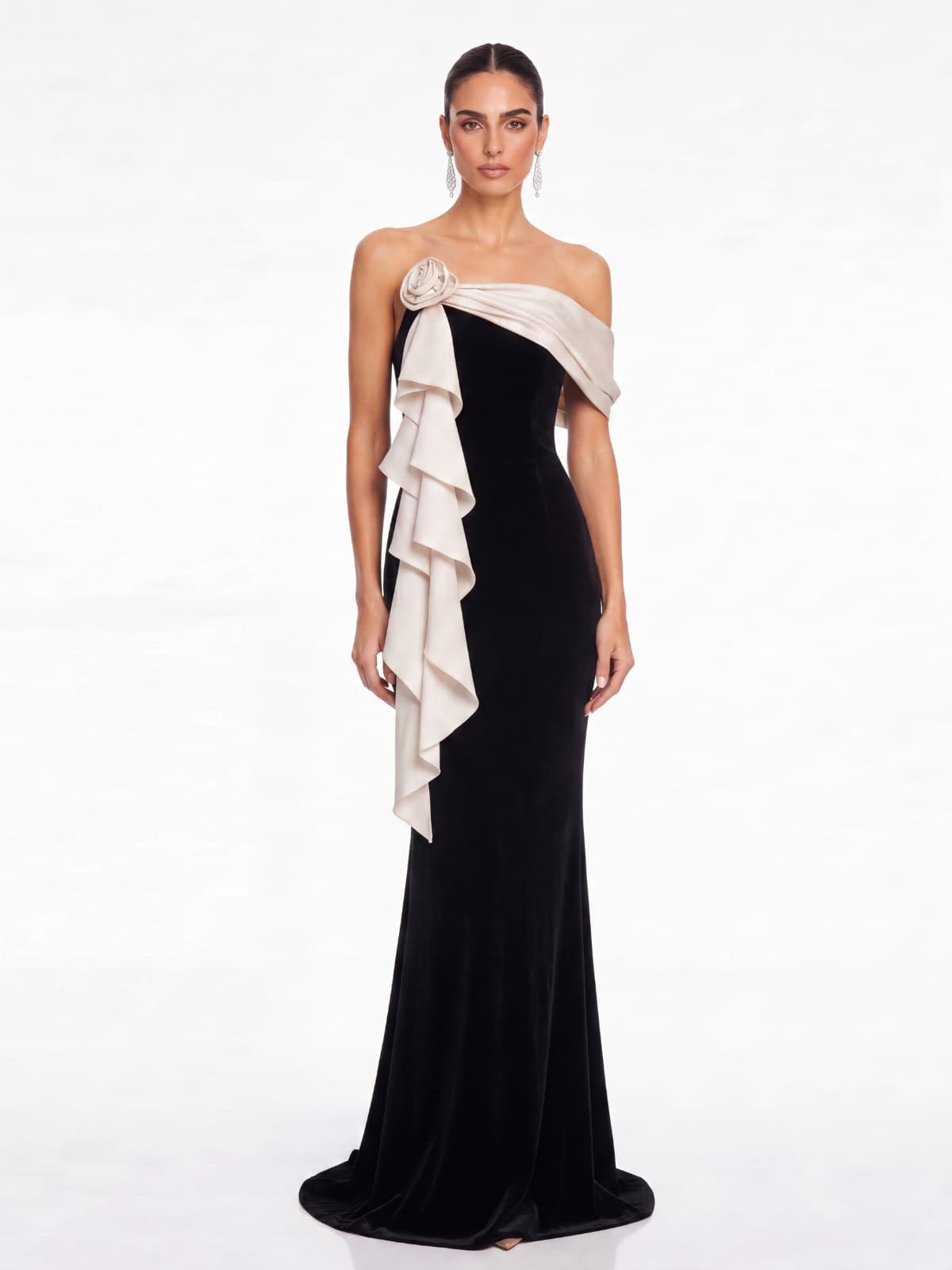 Malven Flower Lace Up Mermaid Maxi Dress