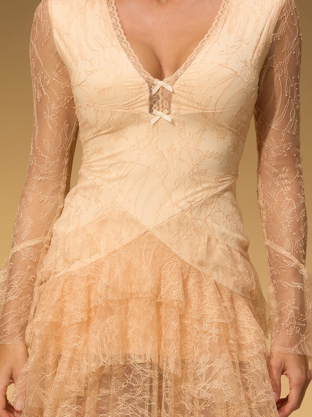 Mirelo V Neck Lace Maxi Dress