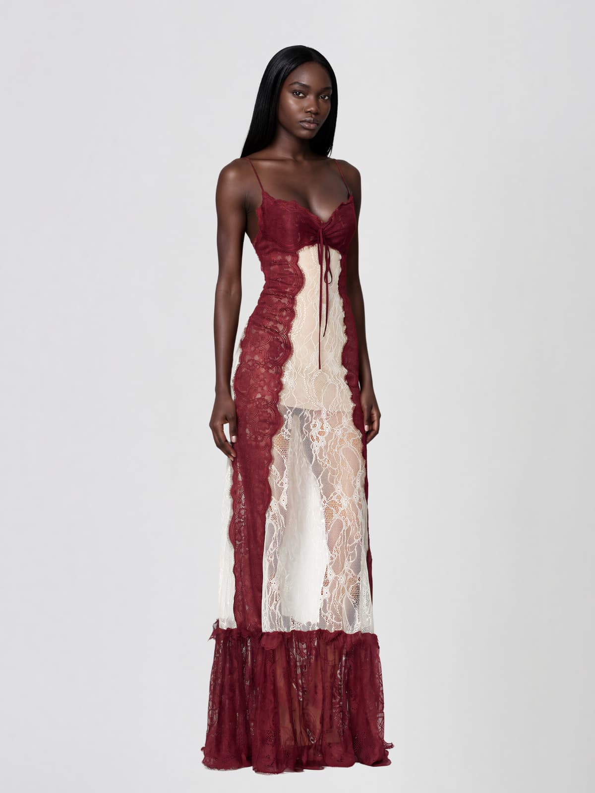 Morlen Spaghetti Lace Maxi Dress