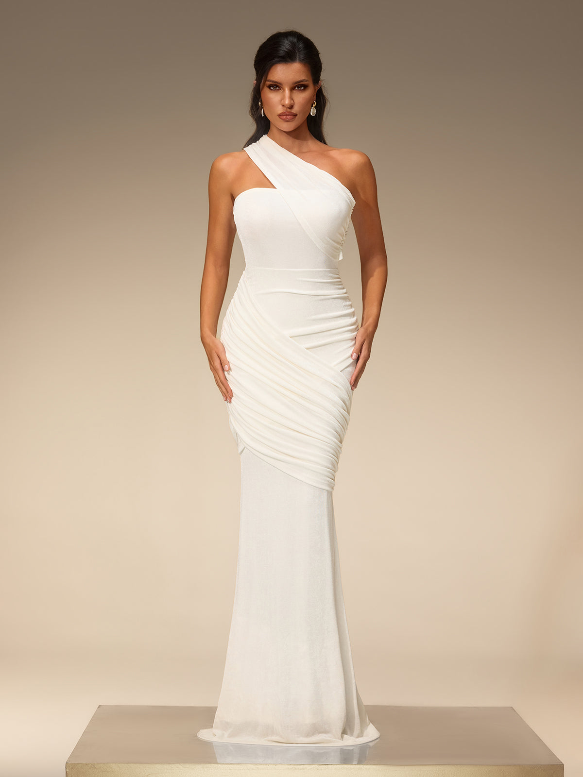 Navori One Shoulder Ruched Maxi Dress