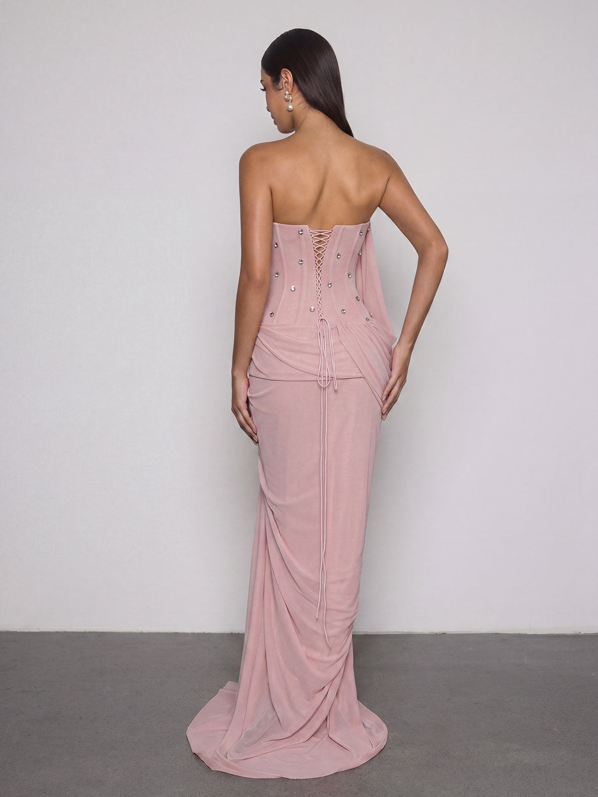 Neldor Strapless Draped Split Maxi Dress