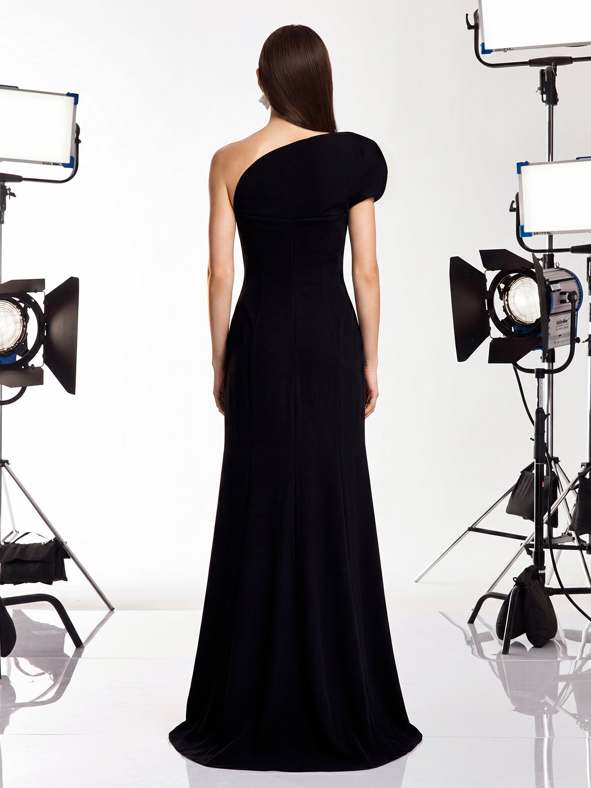 Nexian One Shoulder Red Sole Split Maxi Dress