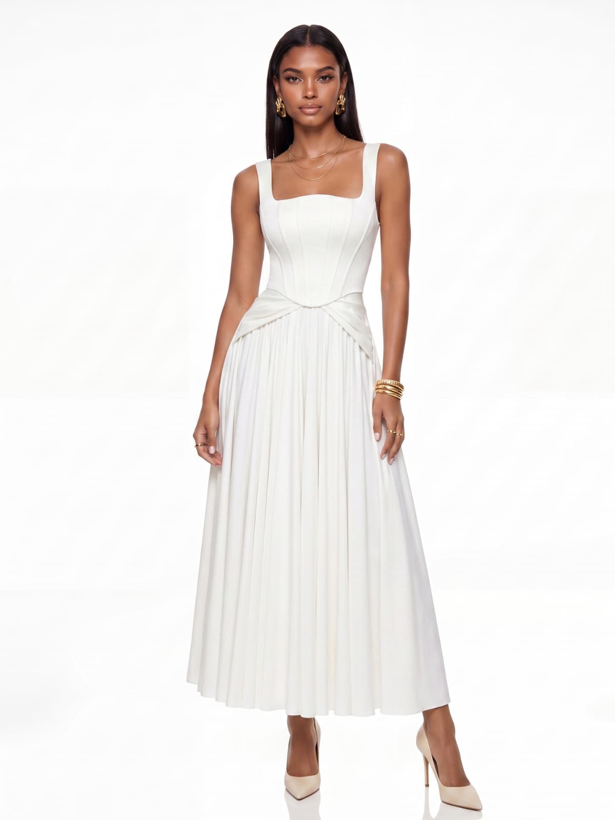 Nivaro Corset Flared Maxi Dress