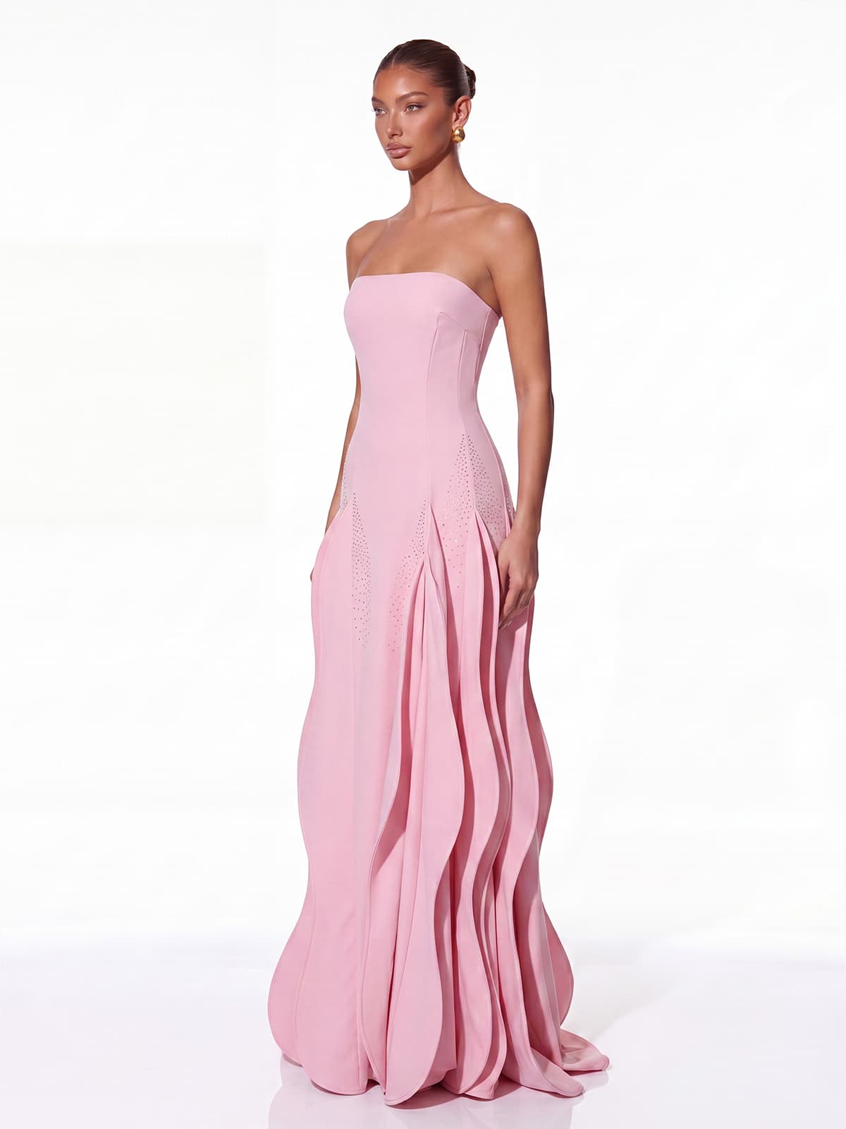 Noven Strapless Ruffle Maxi Dress