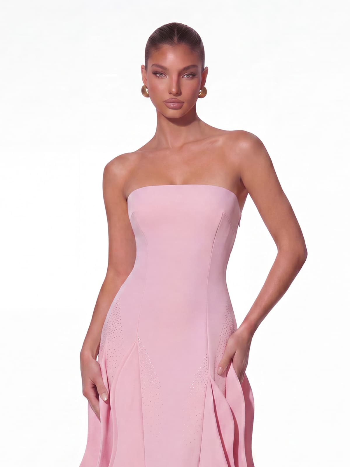 Noven Strapless Ruffle Maxi Dress