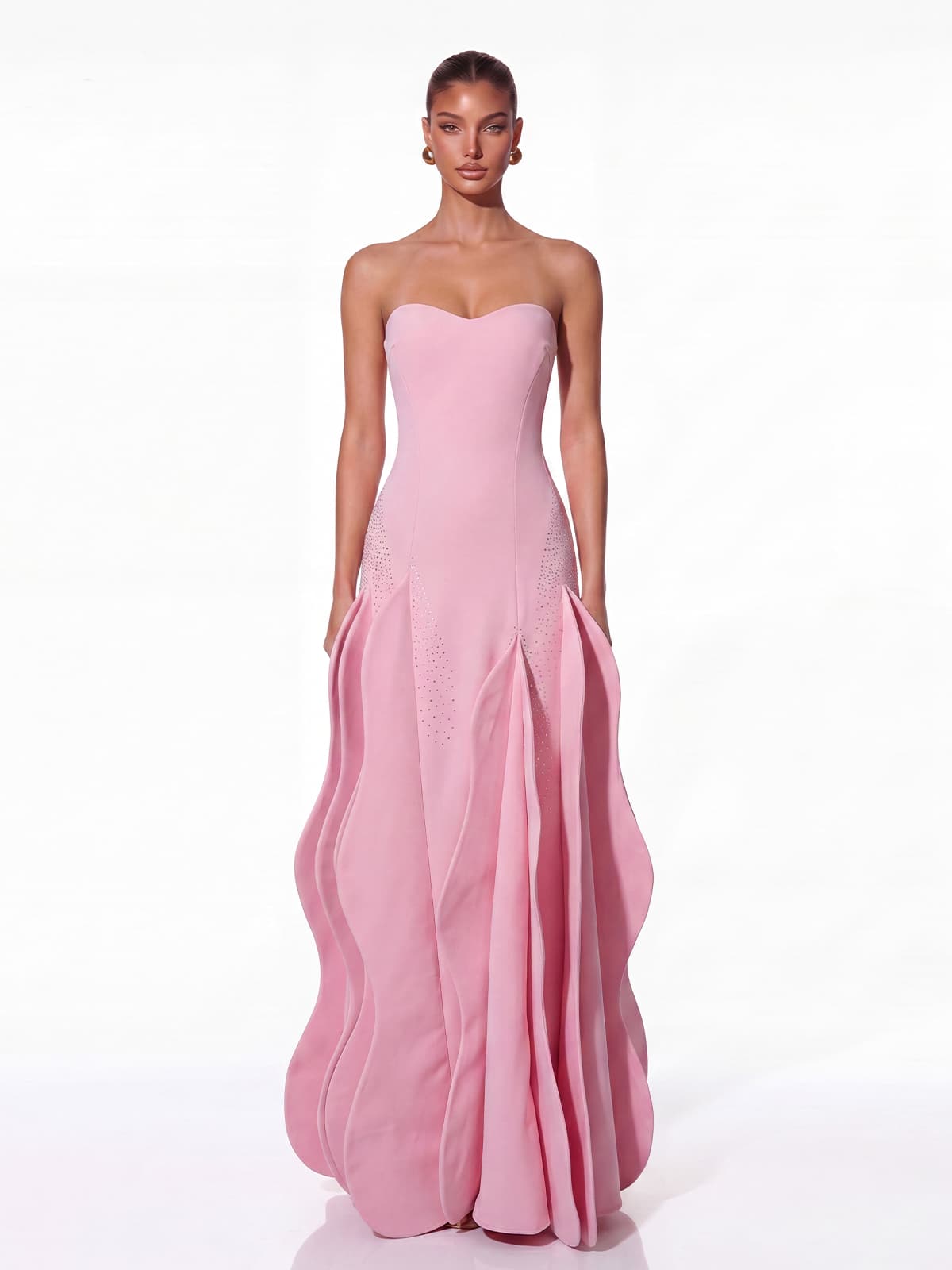 Noven Strapless Ruffle Maxi Dress