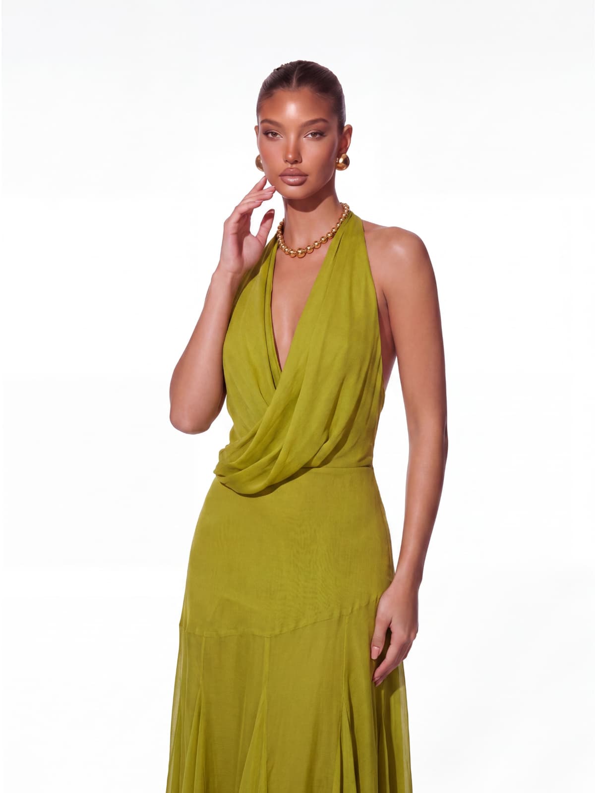 Povrik Halterneck Flared Maxi Dress