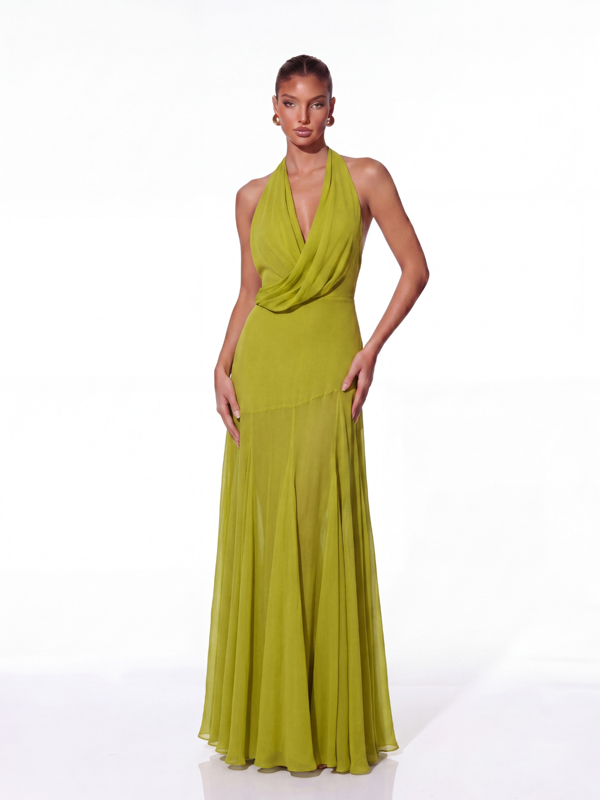 Povrik Halterneck Flared Maxi Dress