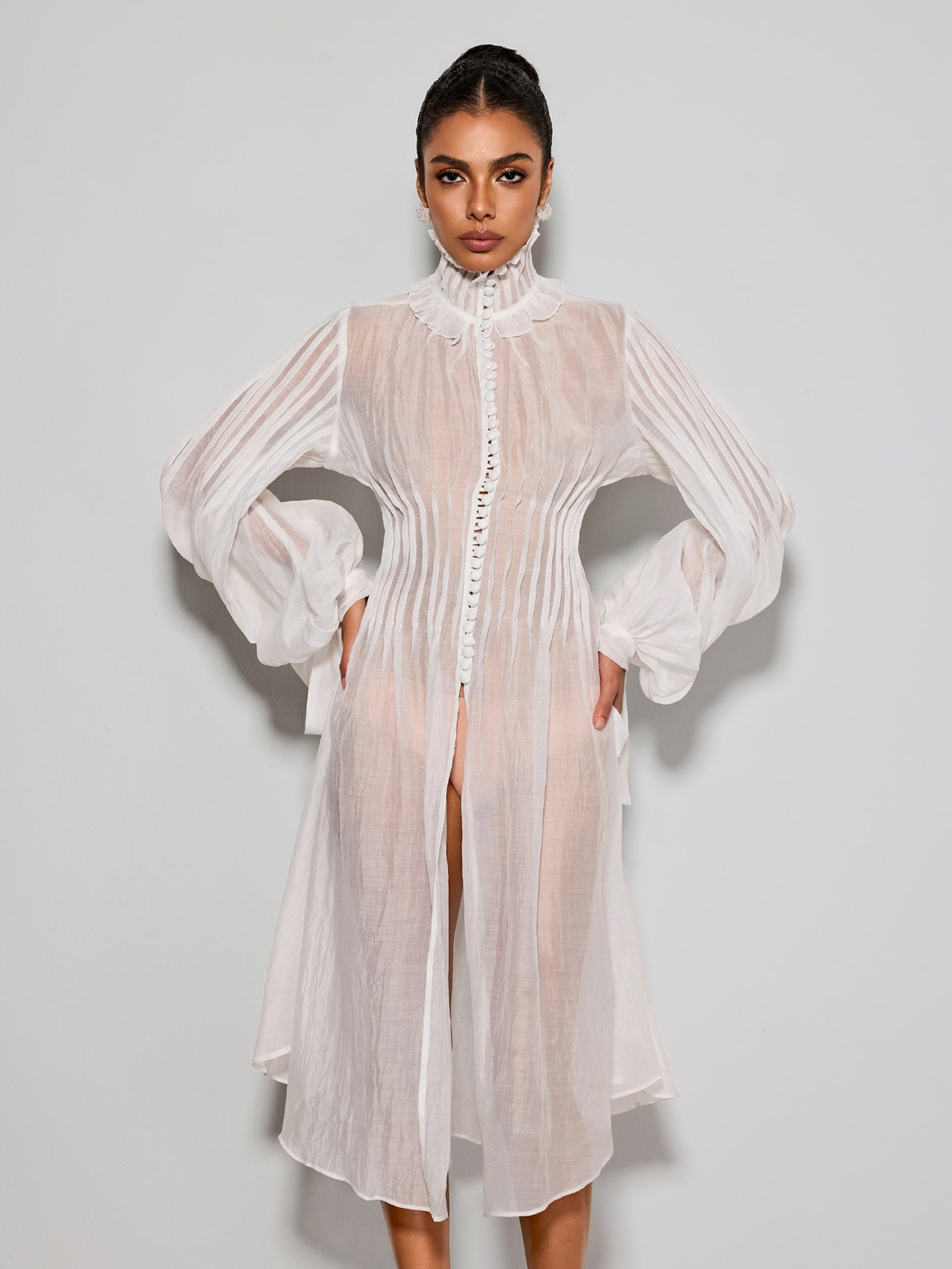 Pryvalis High Neck Midi Dress