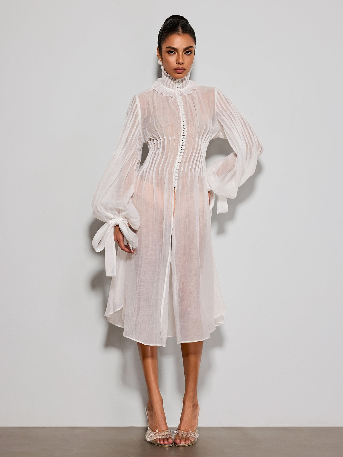 Pryvalis High Neck Midi Dress