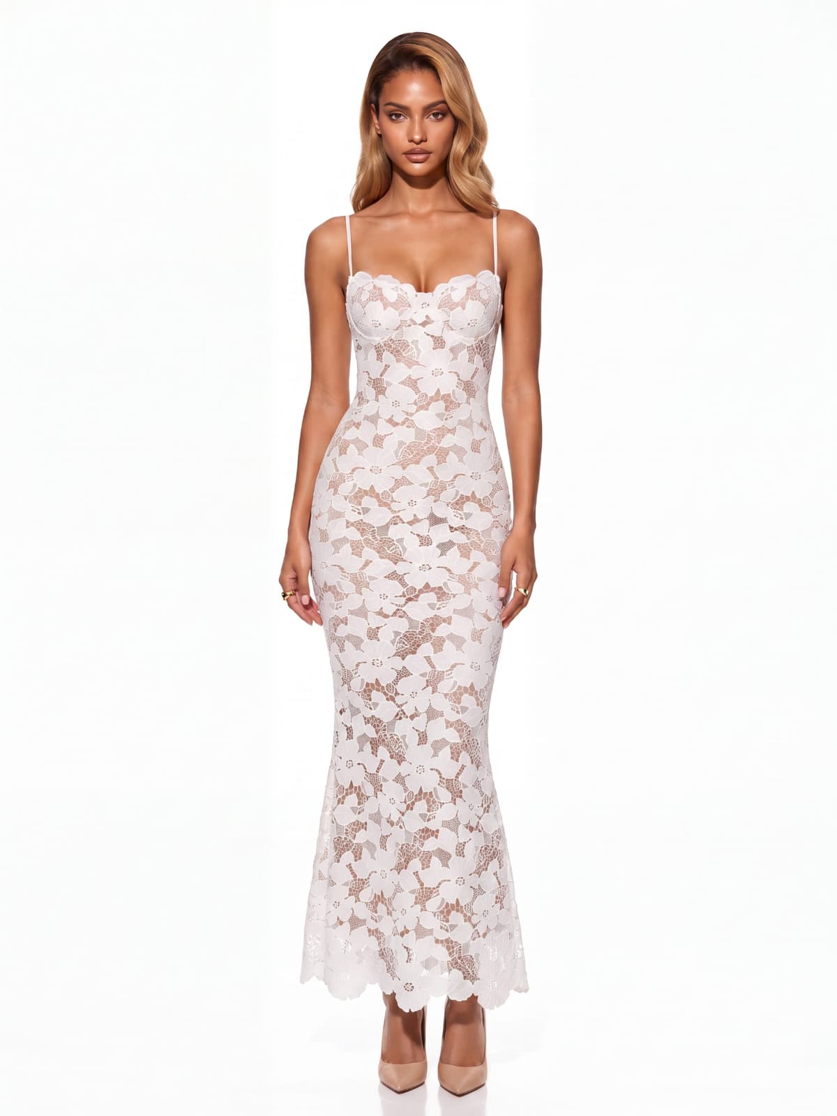 Pryvon Spaghetti Lace Maxi Dress