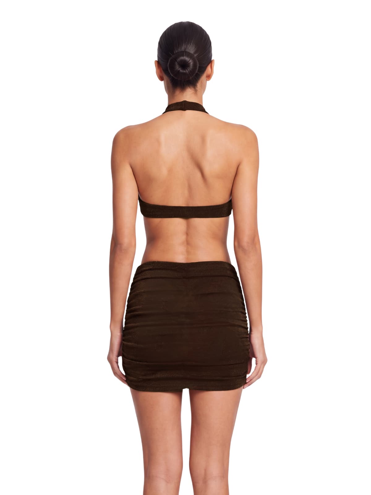 Quarlen Halterneck Draped Cutout Mini Dress