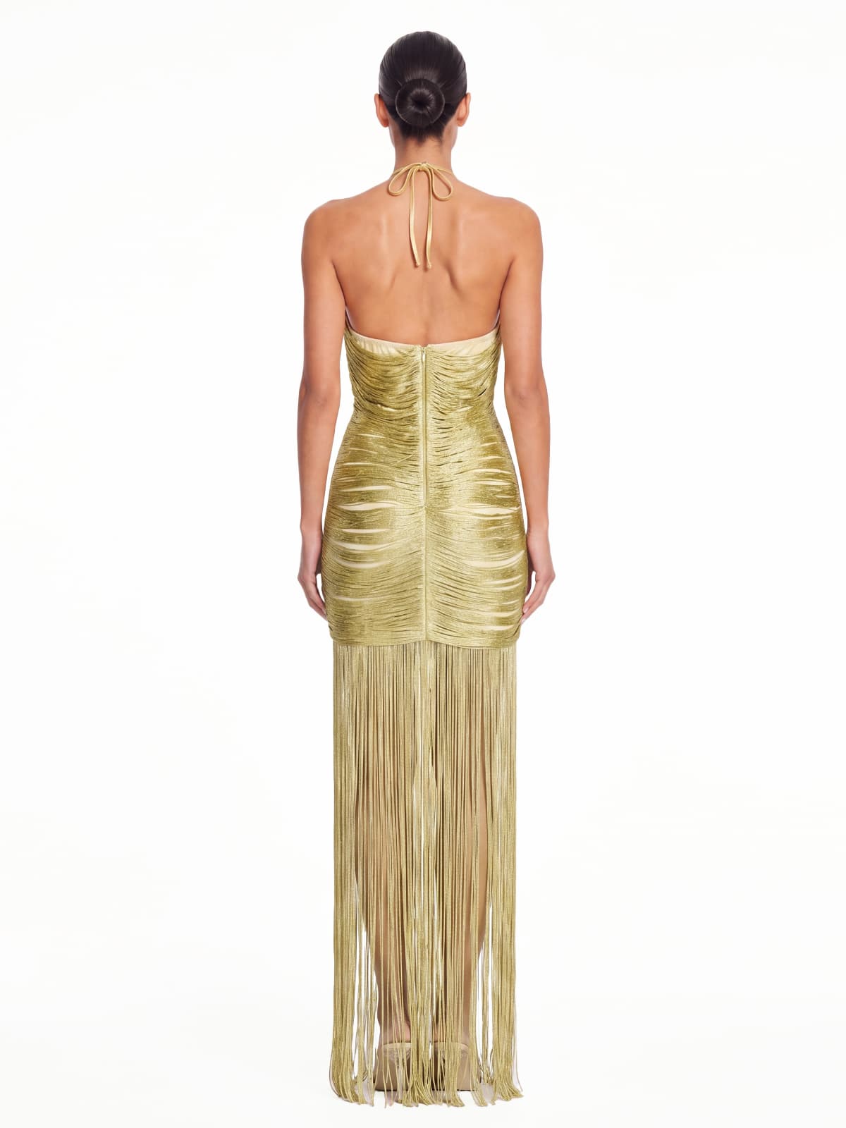 Rethix Plunge Neck Fringe Maxi Dress