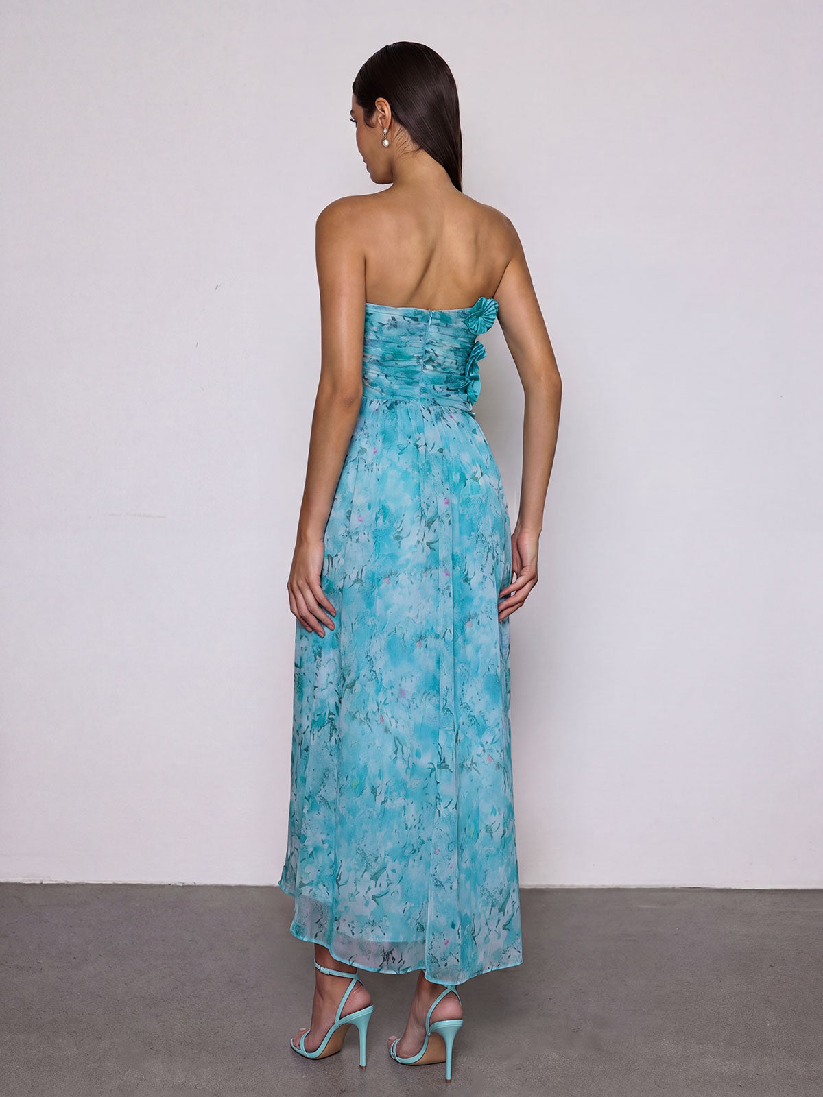 Rexion Strapless Flower Maxi Dress
