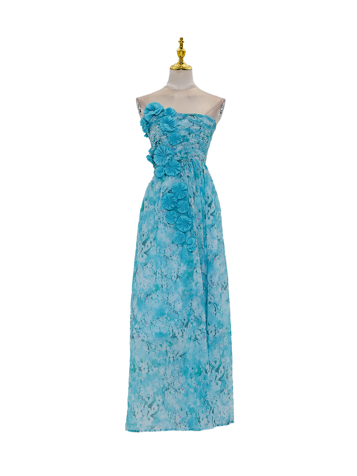 Rexion Strapless Flower Maxi Dress